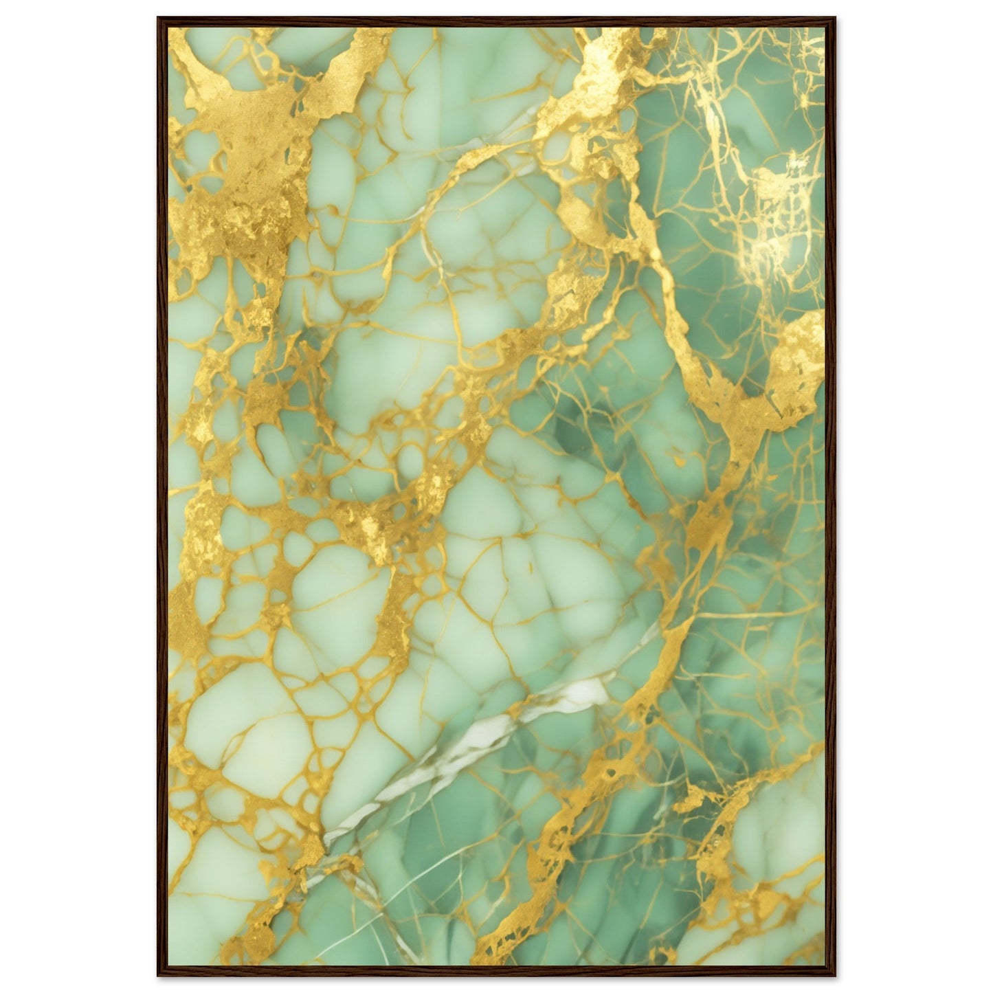 Marble 'Green & Gold' - Premium Matte Paper Wooden Framed Poster