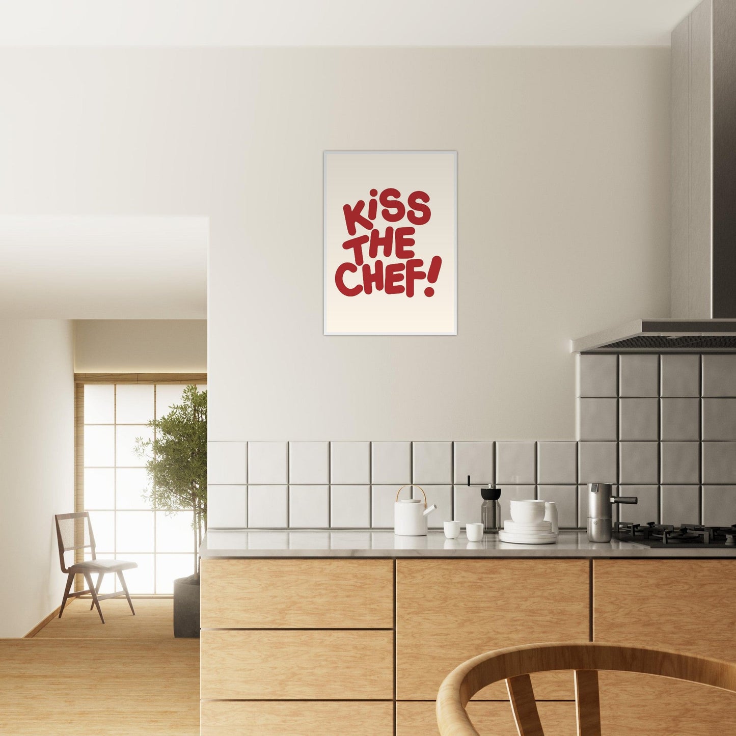 Sign 'Kiss The Chef' - Premium Matte Paper Wooden Framed Poster