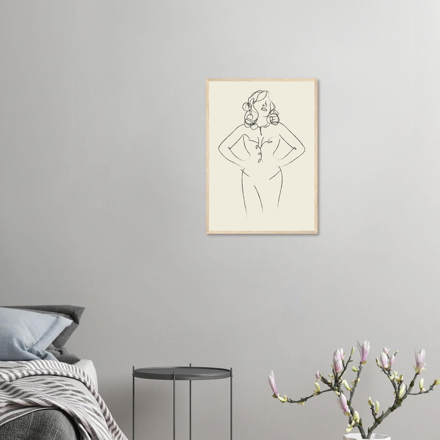Line Art 'Sabrina' - Premium Matte Paper Wooden Framed Poster