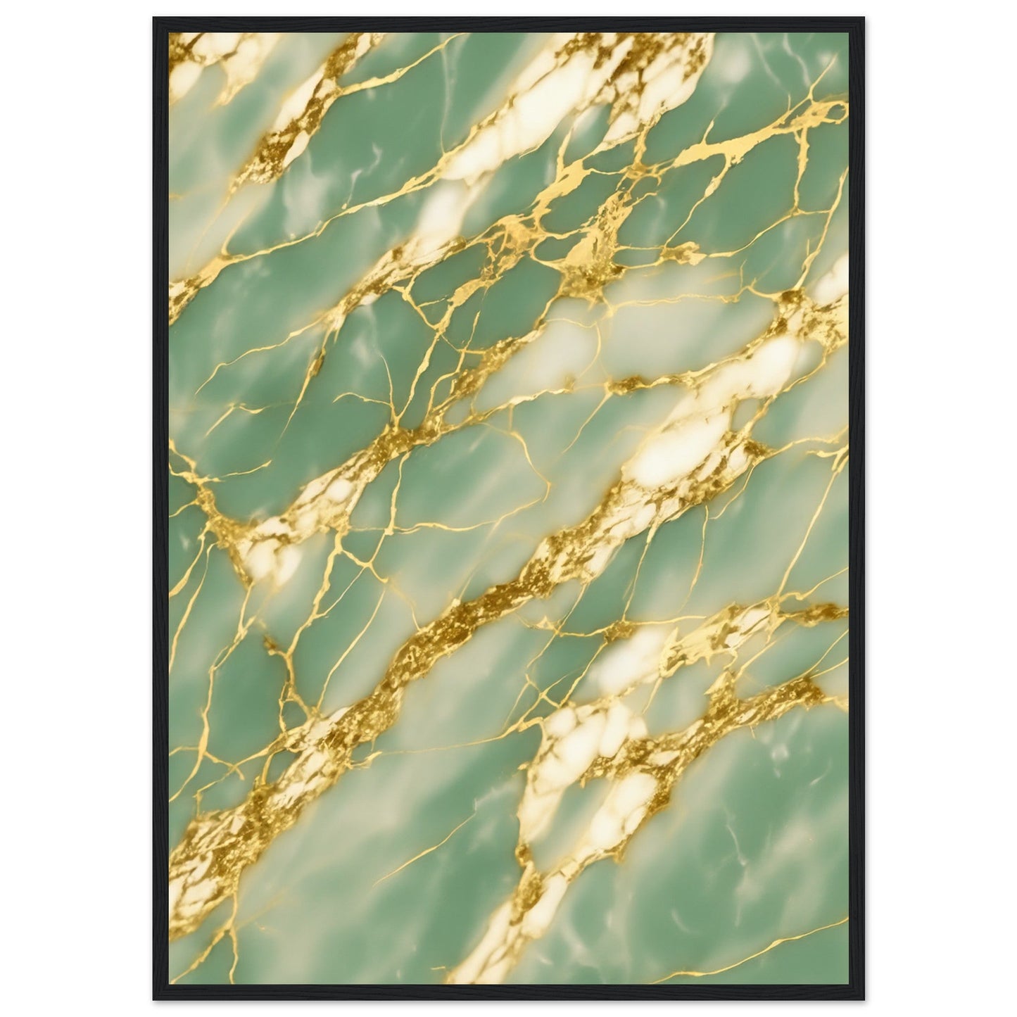 Marble 'Green & Gold' III - Premium Matte Paper Wooden Framed Poster