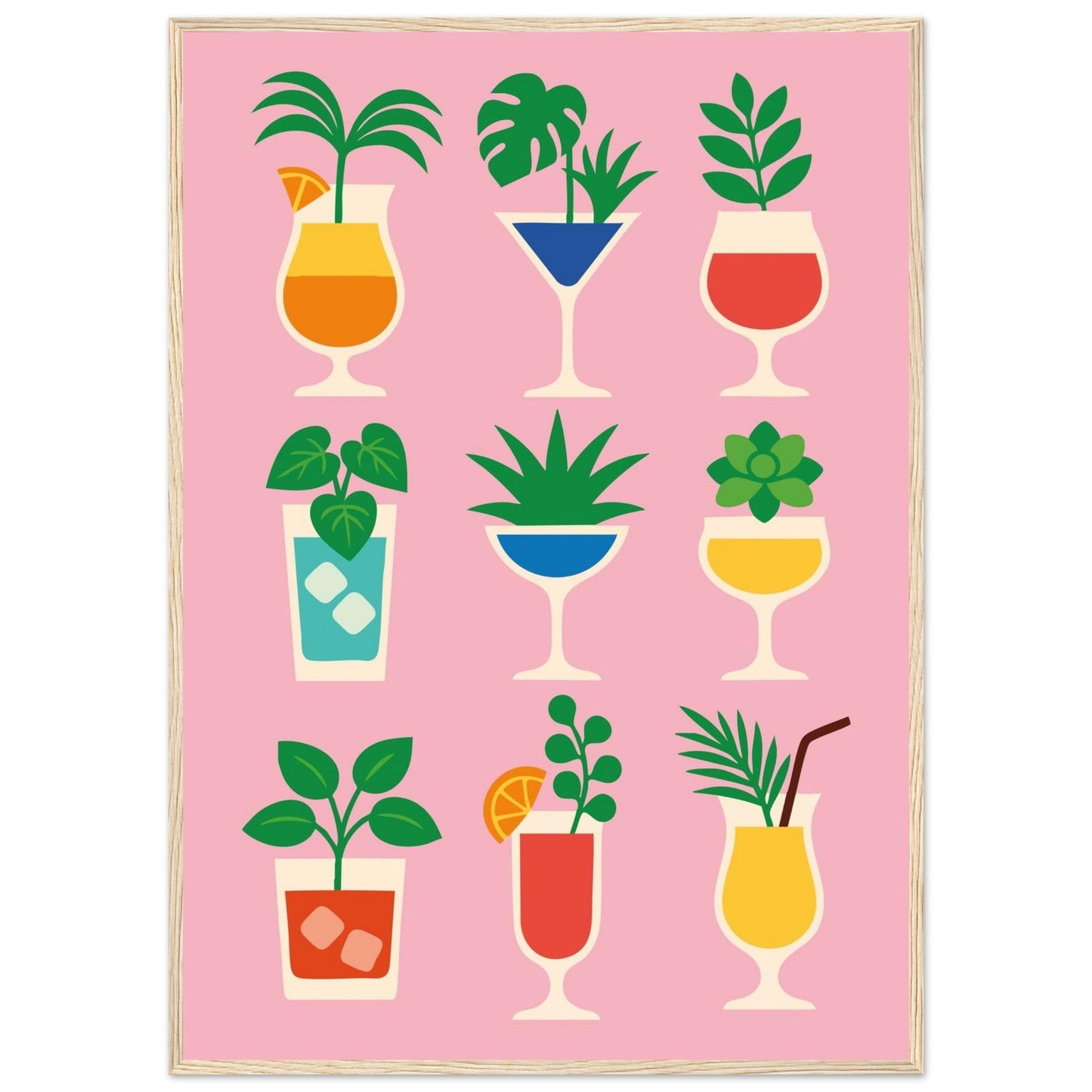 Cocktail Jungle - Premium Matte Paper Wooden Framed Poster