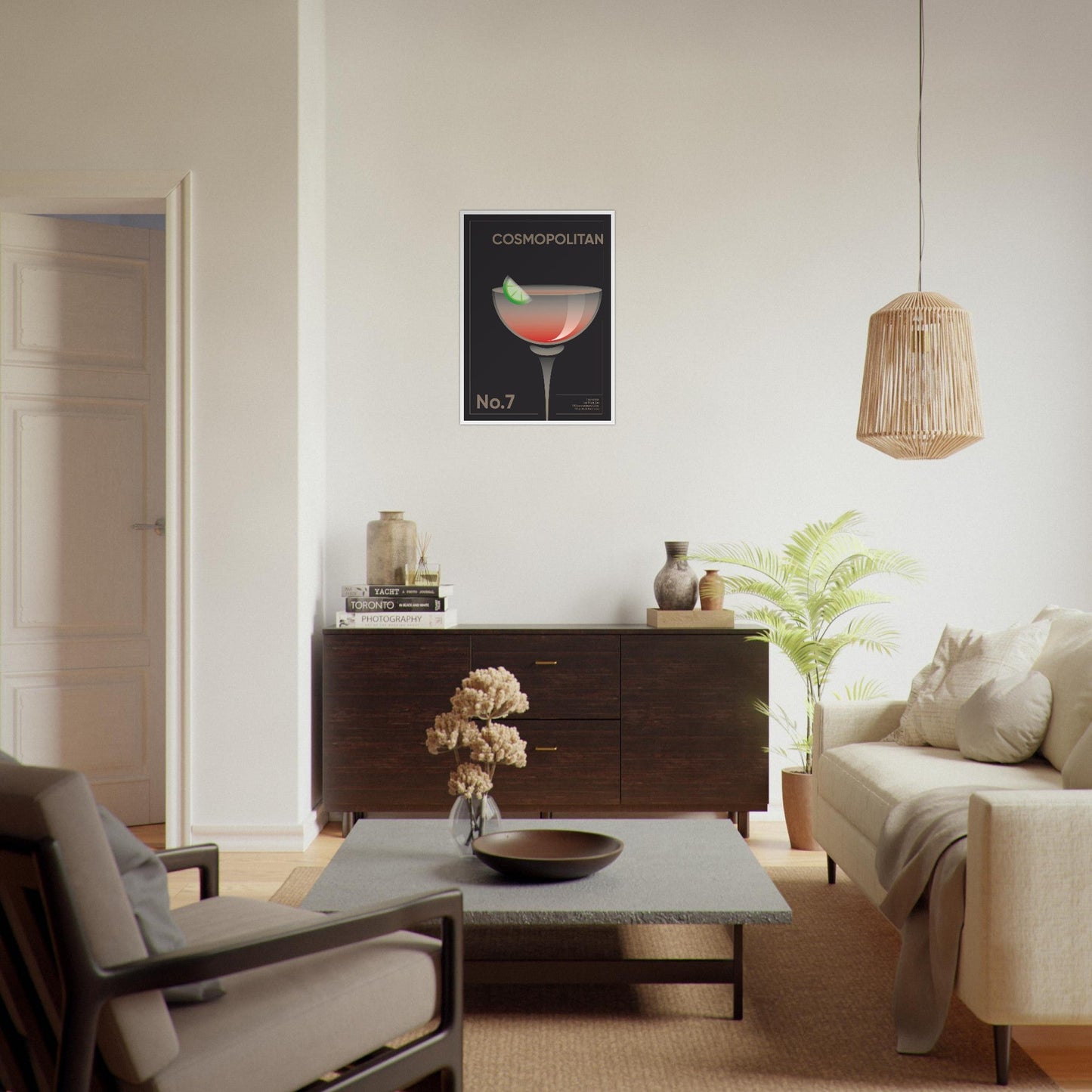 Cocktail 'Cosmopolitan' - Premium Matte Paper Wooden Framed Poster