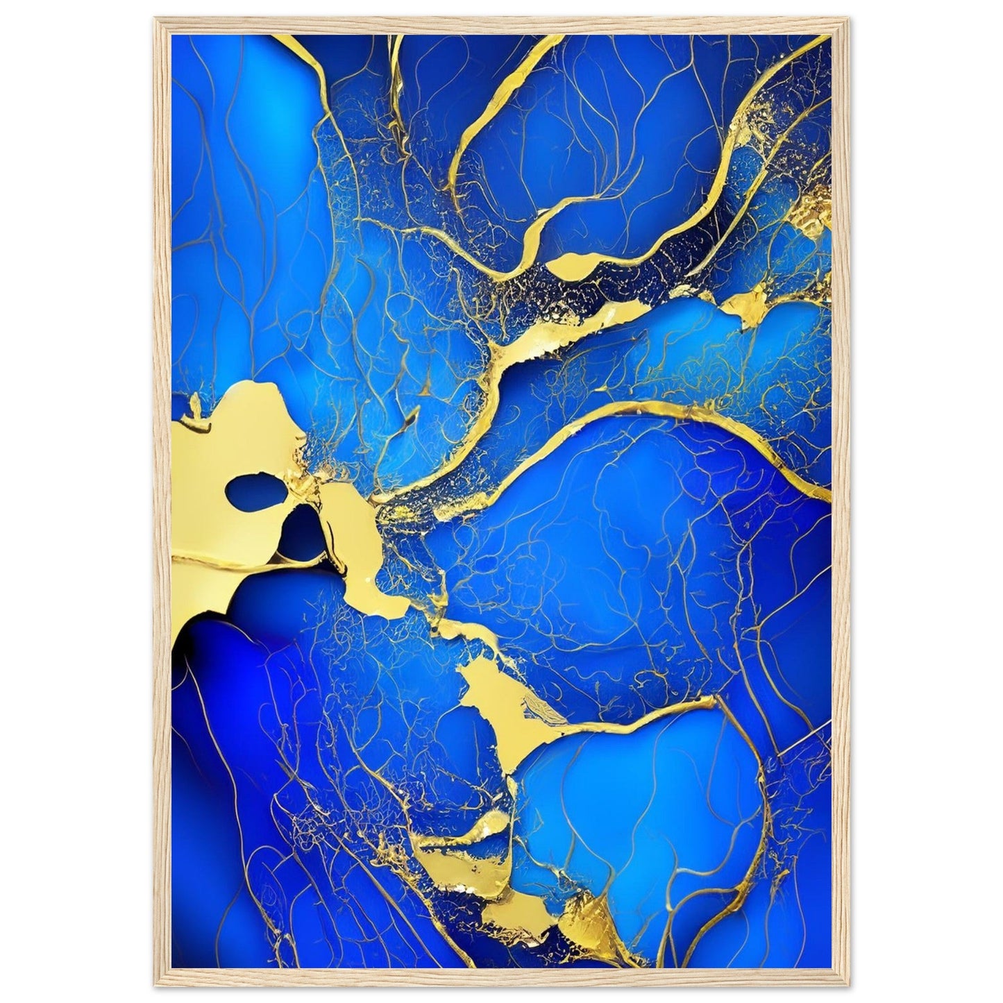 Marble 'Blue & Gold' II - Premium Matte Paper Wooden Framed Poster