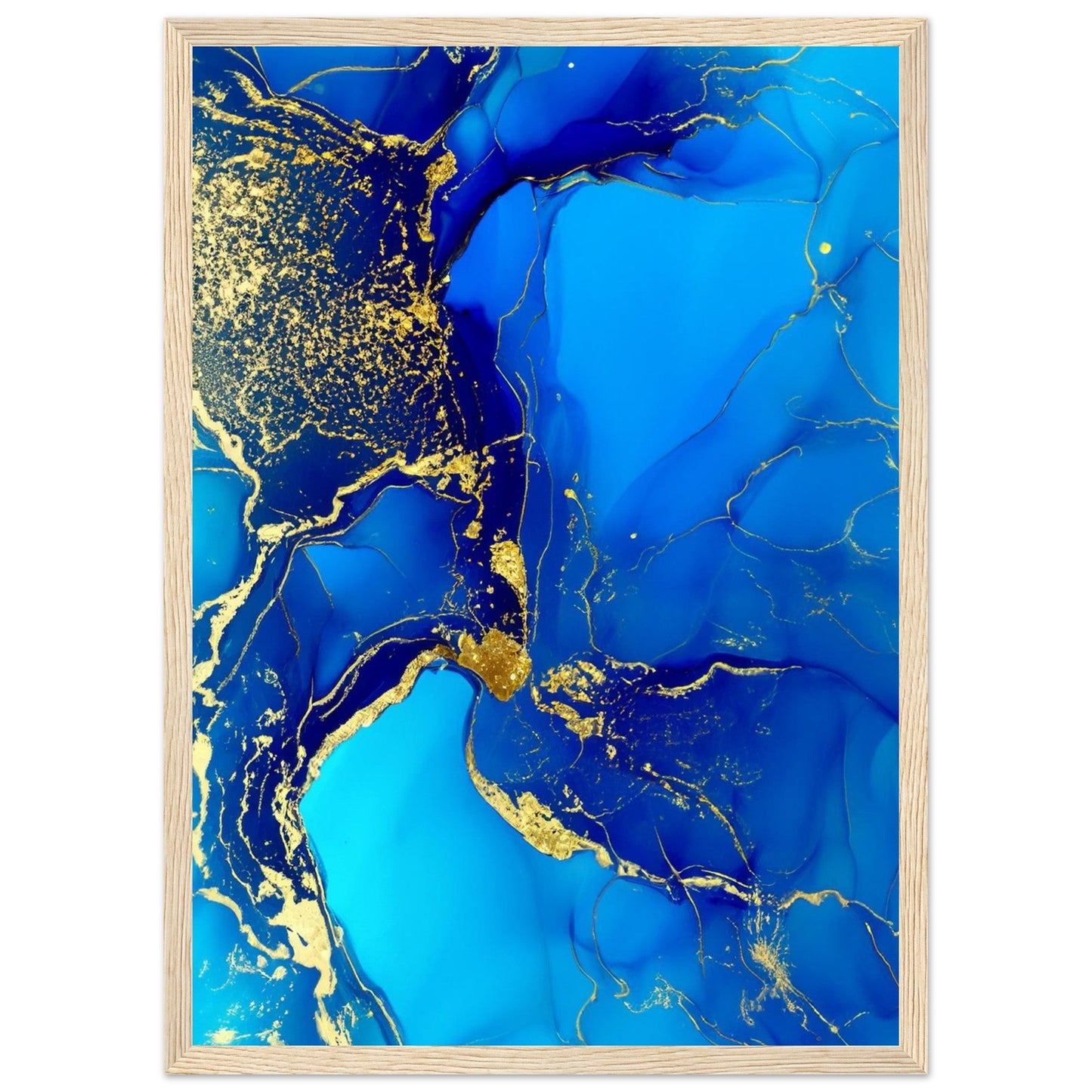 Marble 'Blue & Gold' III - Premium Matte Paper Wooden Framed Poster