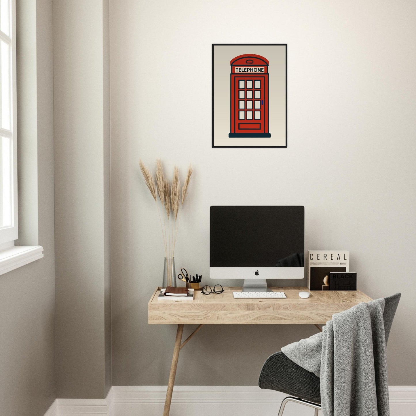 Cities/ Places 'Phone Box' - Premium Matte Paper Wooden Framed Poster
