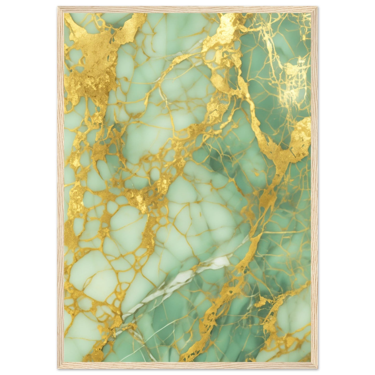 Marble 'Green & Gold' - Premium Matte Paper Wooden Framed Poster