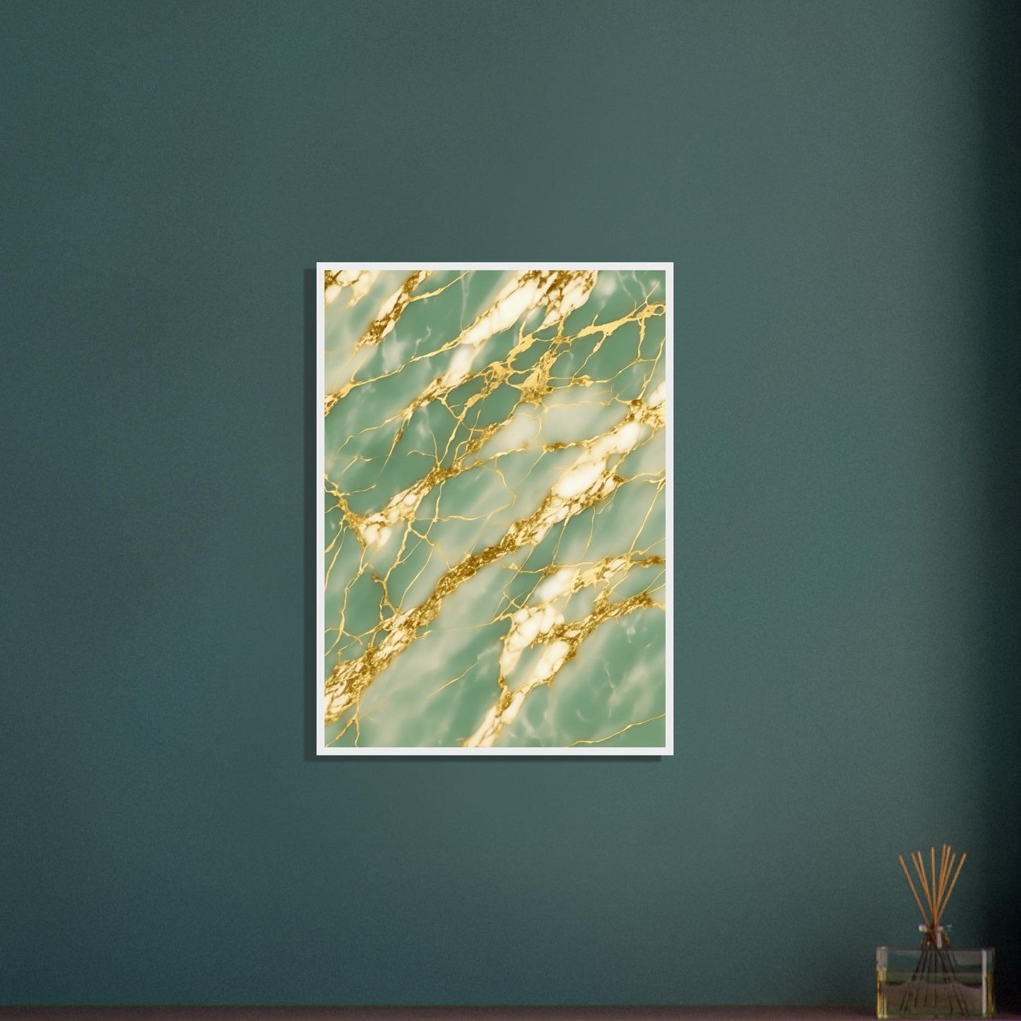 Marble 'Green & Gold' III - Premium Matte Paper Wooden Framed Poster