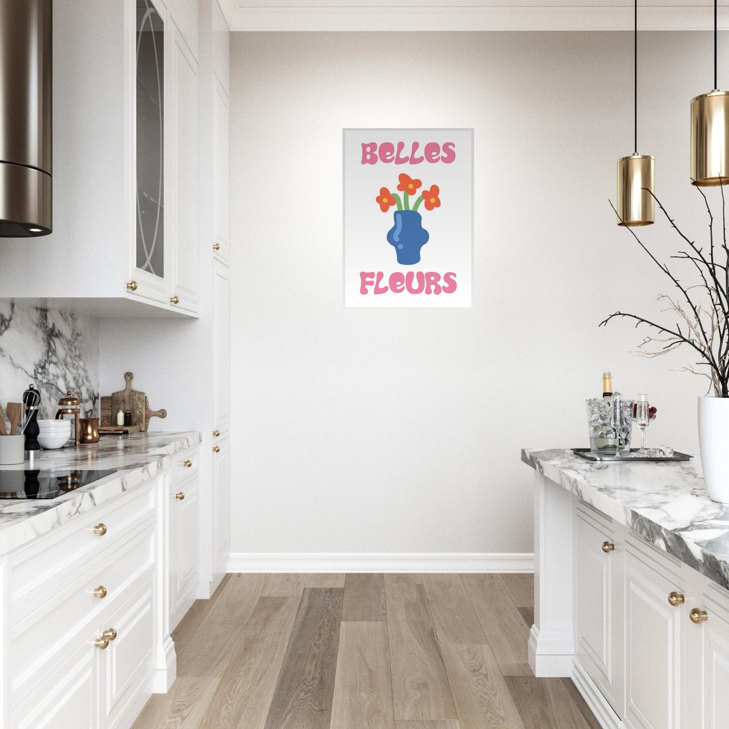 Flowers 'Belles Fleurs' - Premium Matte Paper Wooden Framed Poster