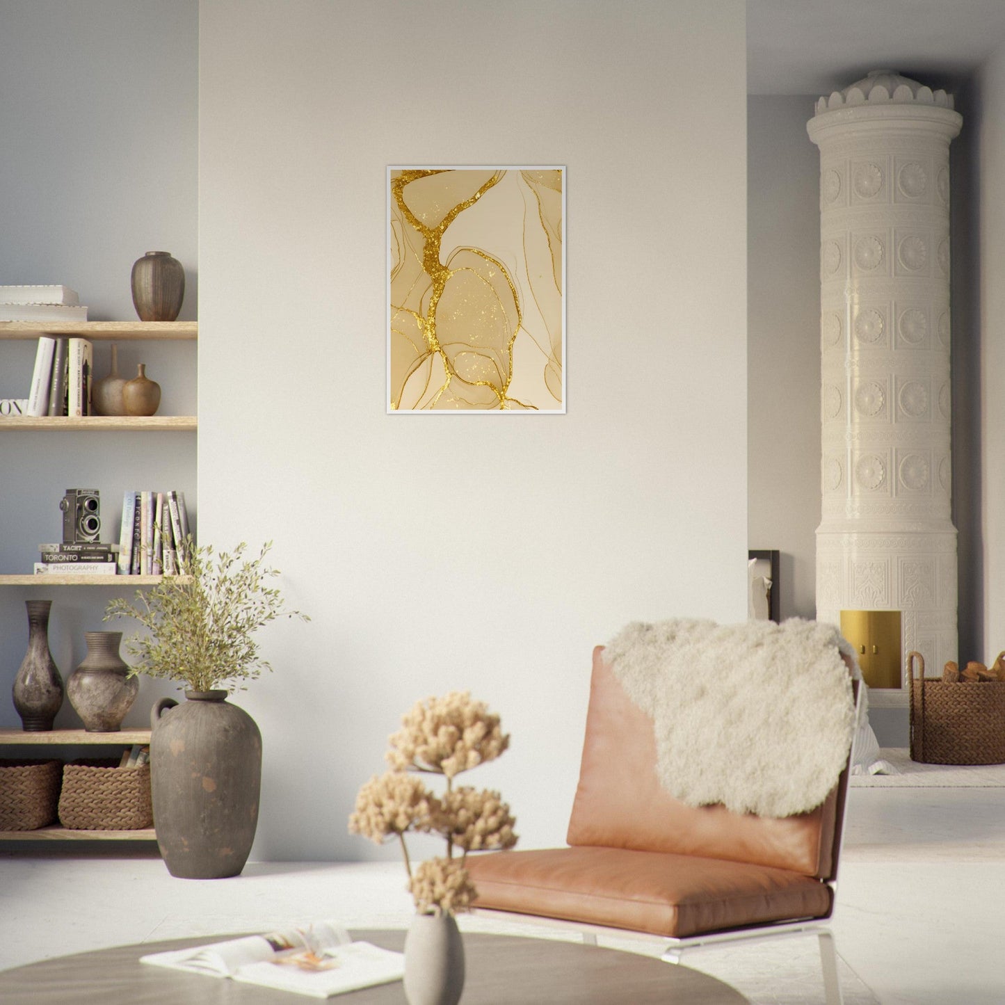 Marble 'Gold' - Premium Matte Paper Wooden Framed Poster