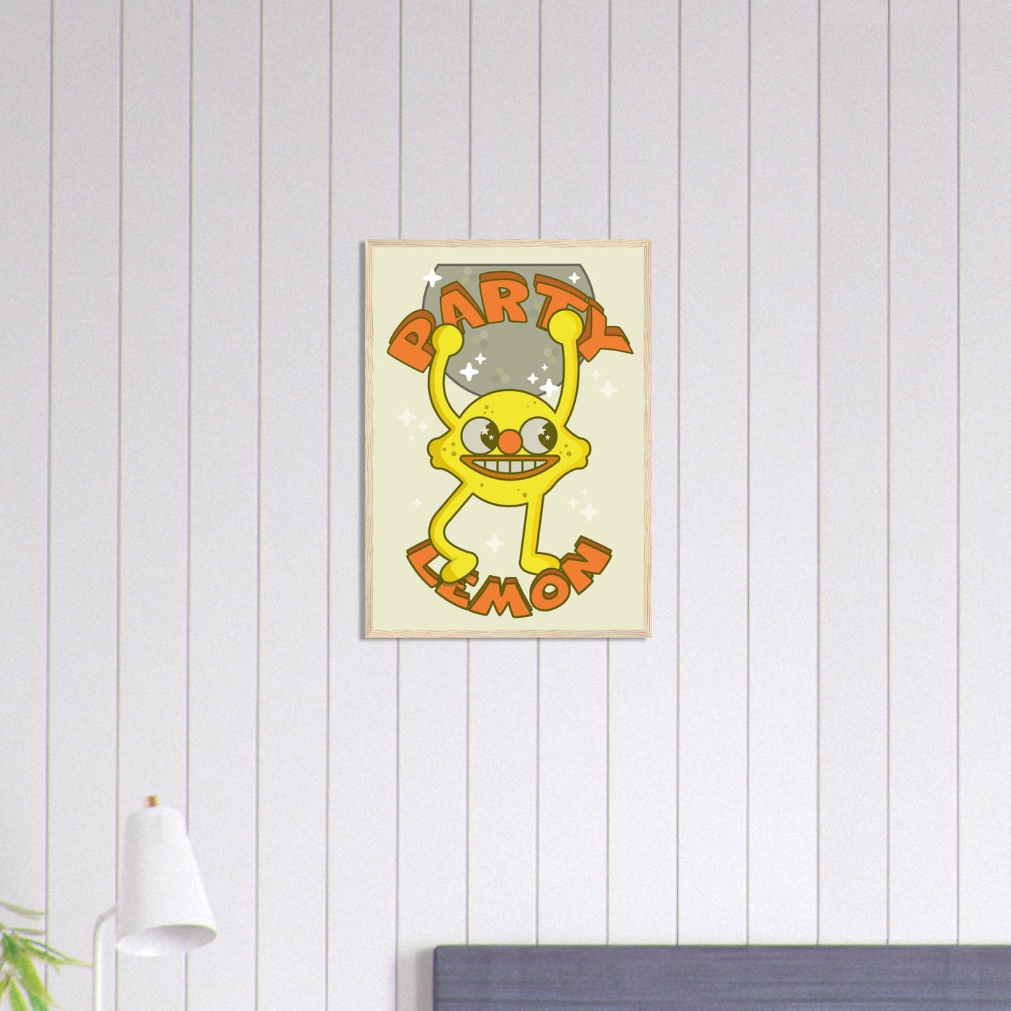 Fruity 'Party Lemon' - Premium Matte Paper Wooden Framed Poster
