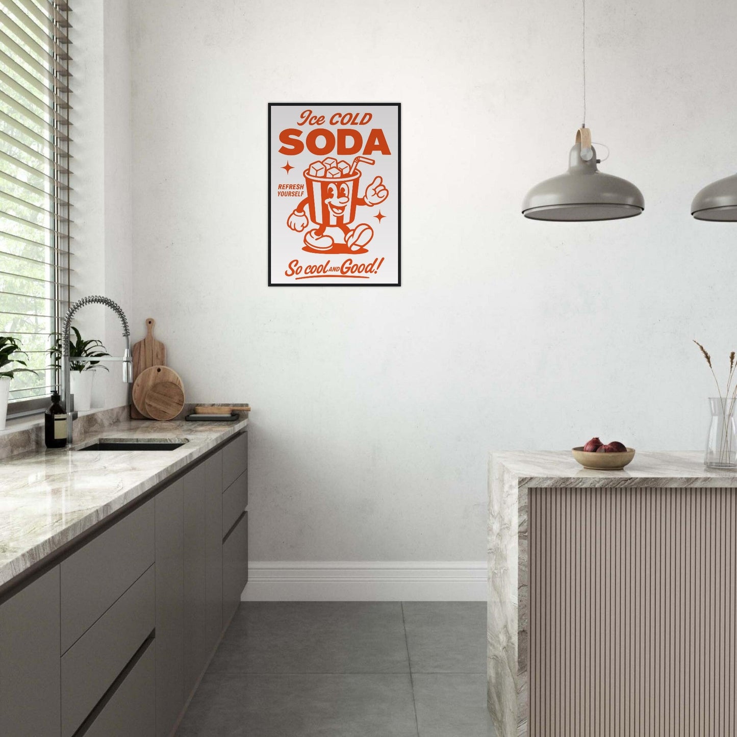 Food 'Ice Cold Soda' - Premium Matte Paper Wooden Framed Poster