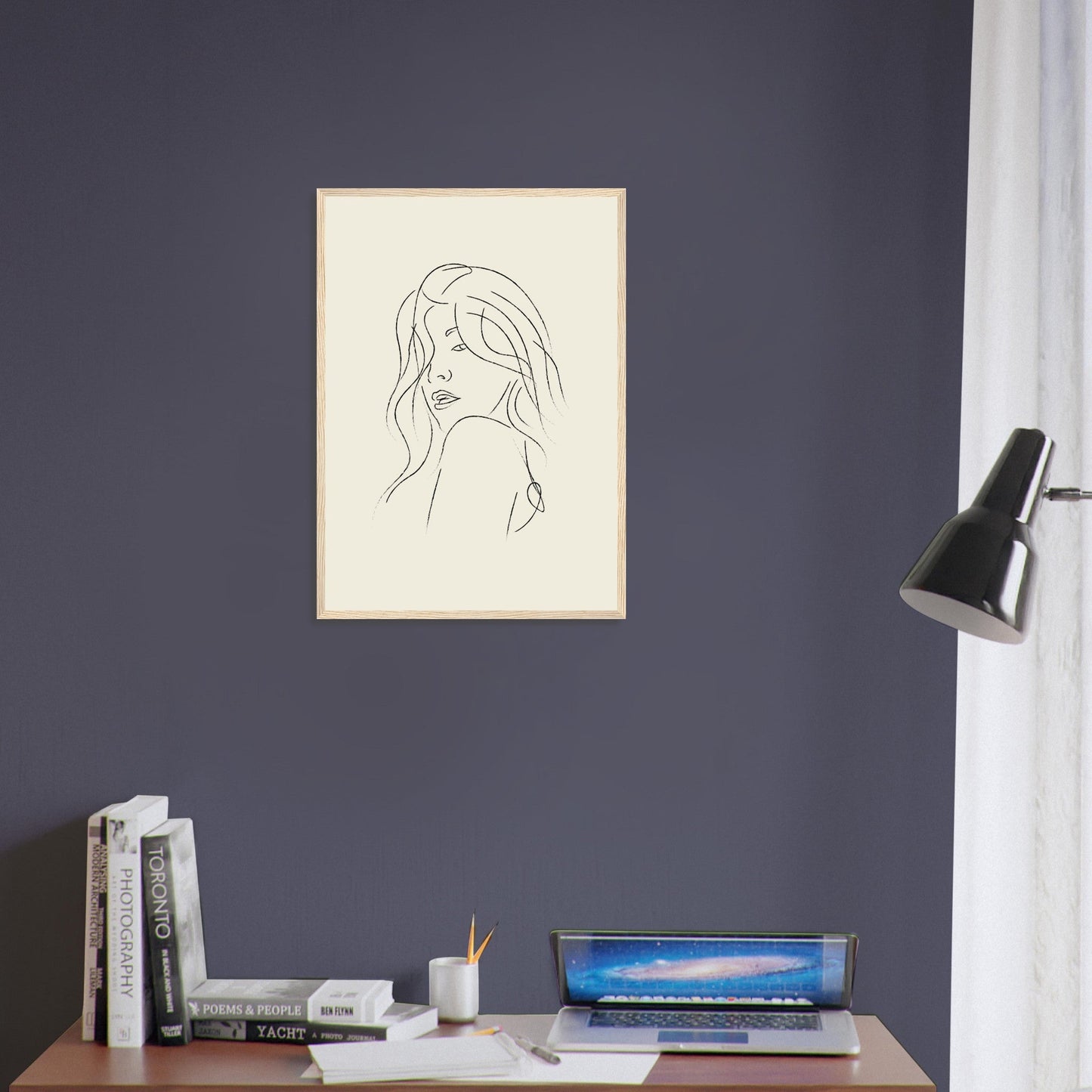 Line Art 'The Pose' - Premium Matte Paper Wooden Framed Poster