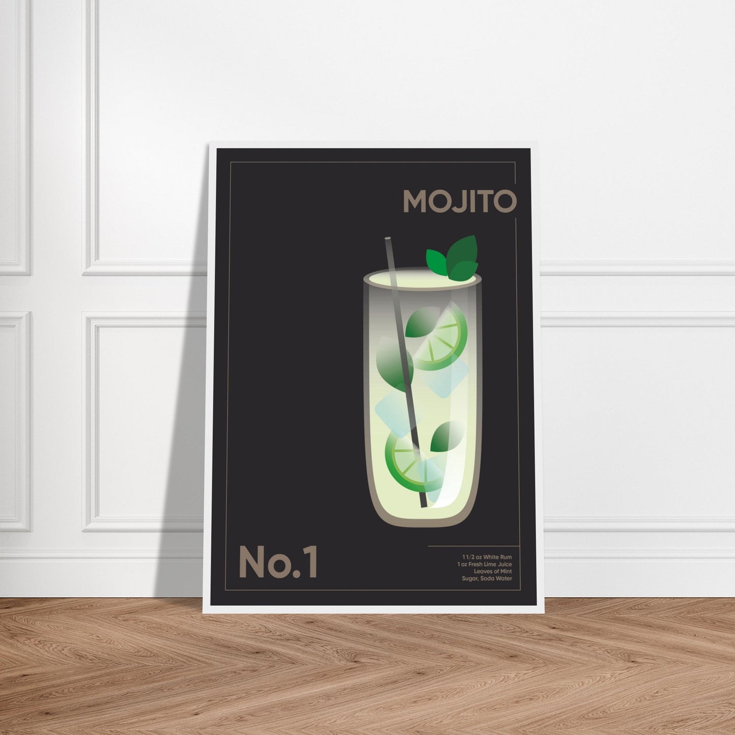 Cocktail 'Mojito' - Premium Matte Paper Wooden Framed Poster