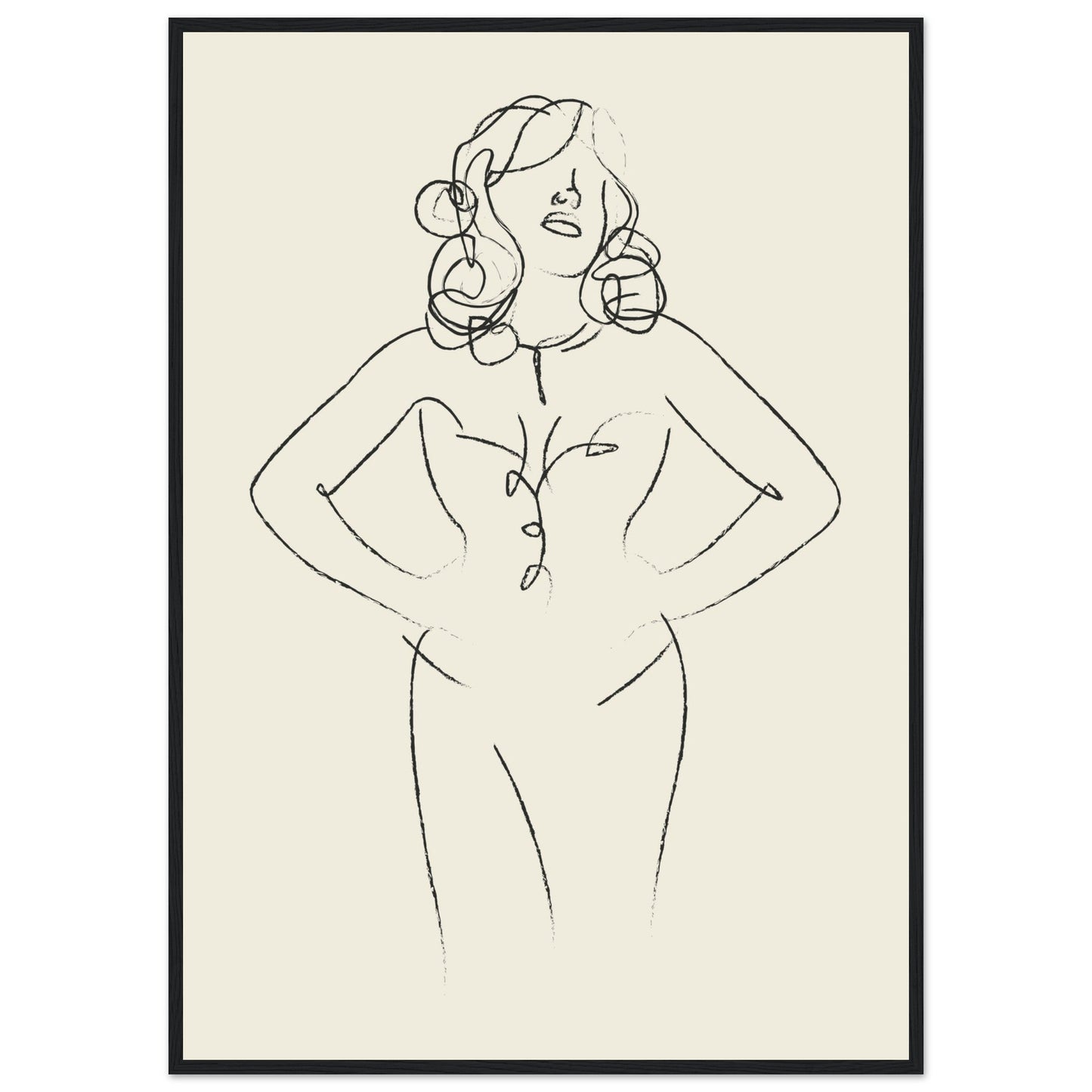 Line Art 'Sabrina' - Premium Matte Paper Wooden Framed Poster