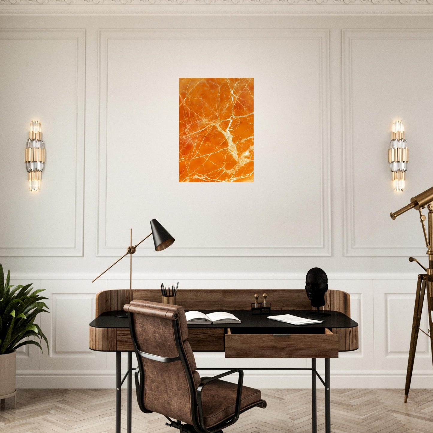 Marble 'Orange' - Premium Matte Paper Poster