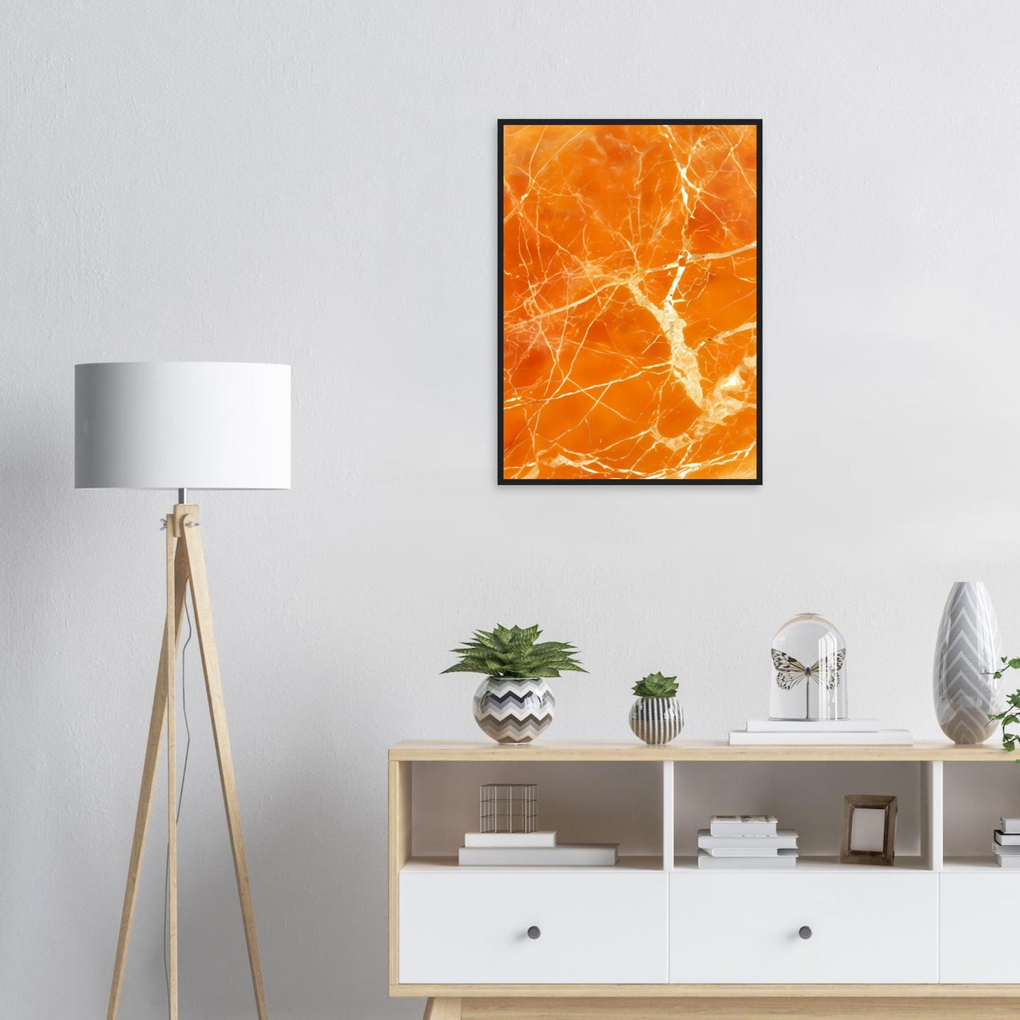 Marble 'Orange' - Premium Matte Paper Wooden Framed Poster