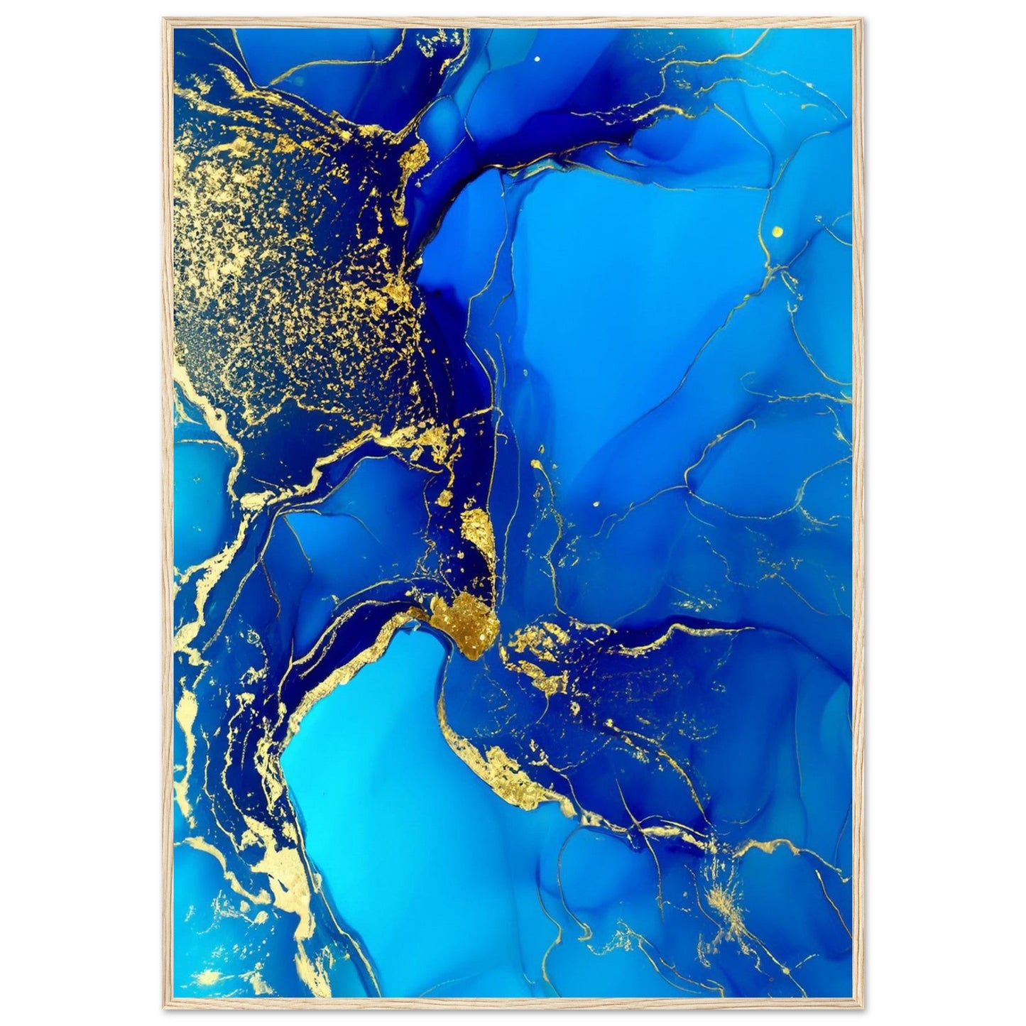 Marble 'Blue & Gold' III - Premium Matte Paper Wooden Framed Poster