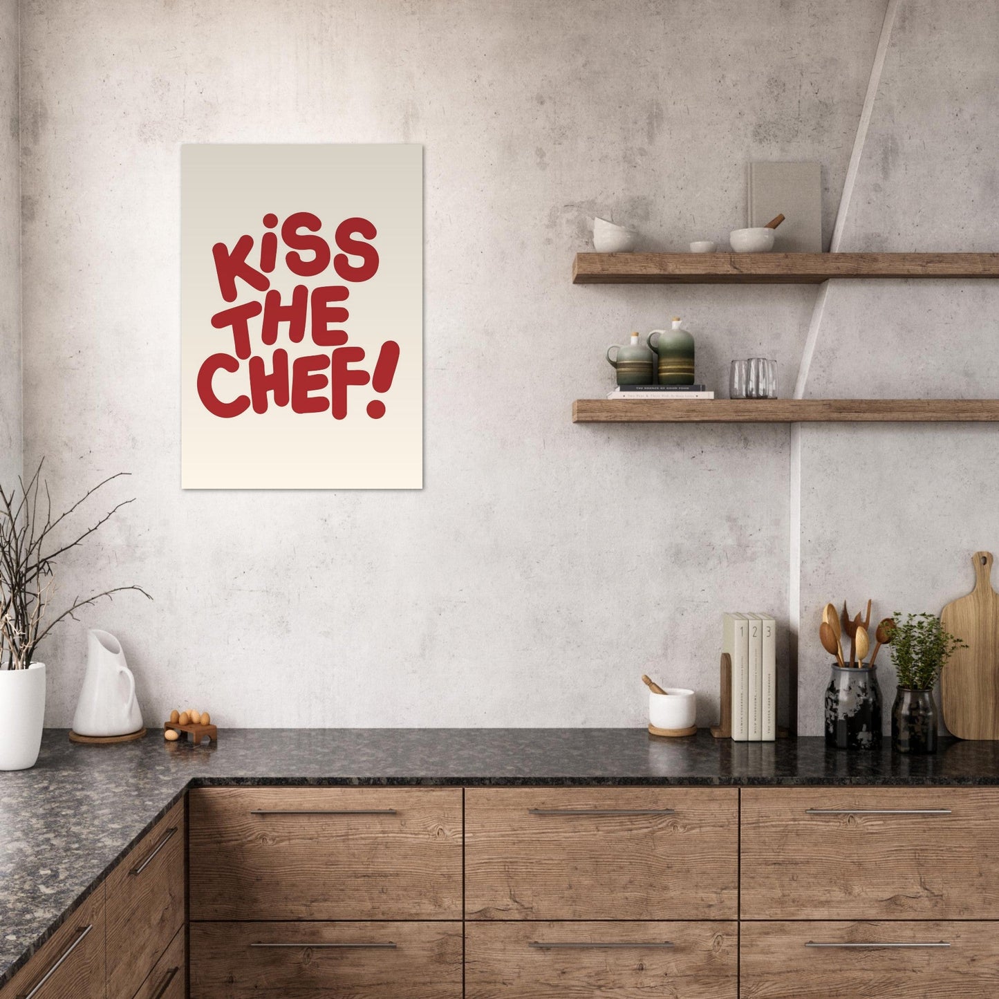 Sign 'Kiss The Chef!' - Premium Matte Paper Poster