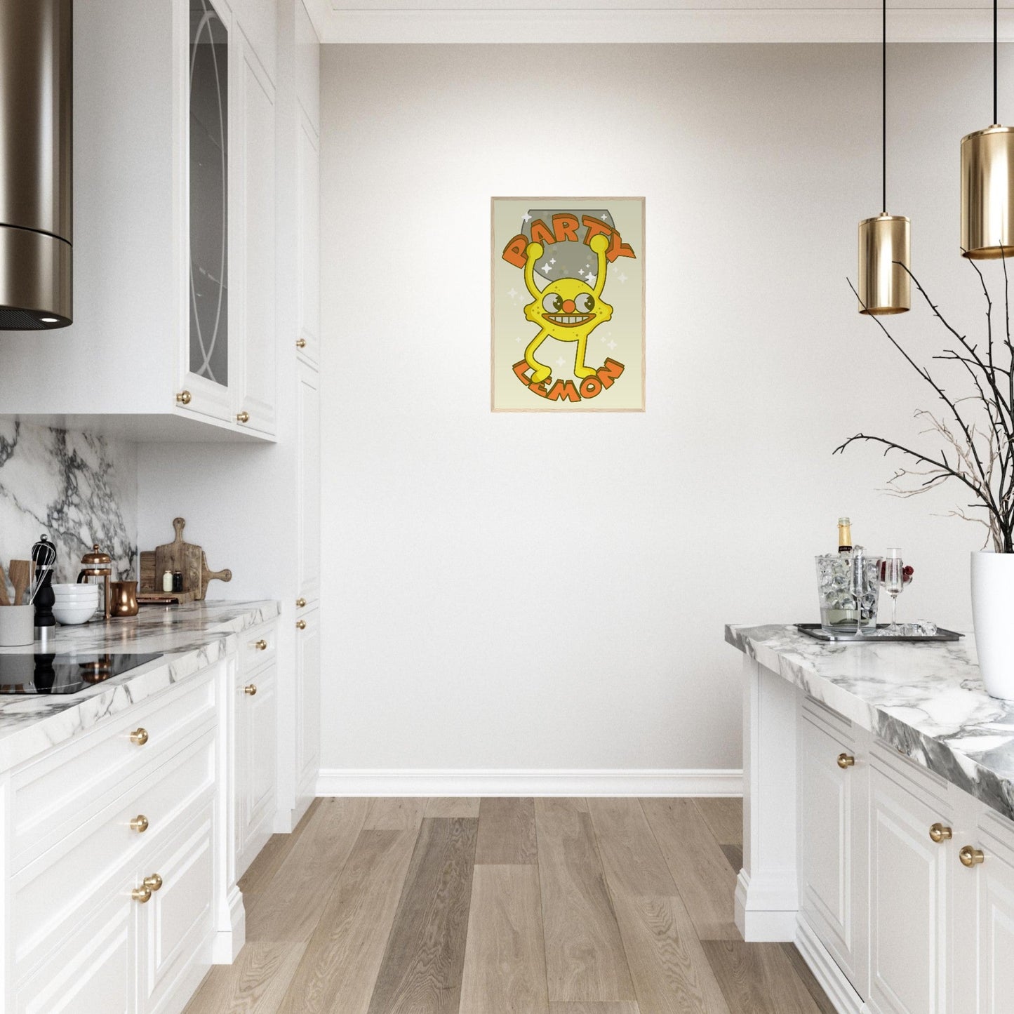 Fruity 'Party Lemon' - Premium Matte Paper Wooden Framed Poster