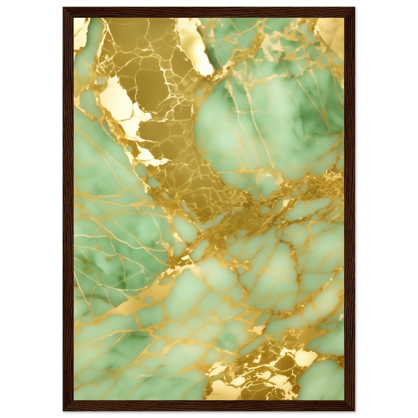 Marble 'Green & Gold' II - Premium Matte Paper Wooden Framed Poster
