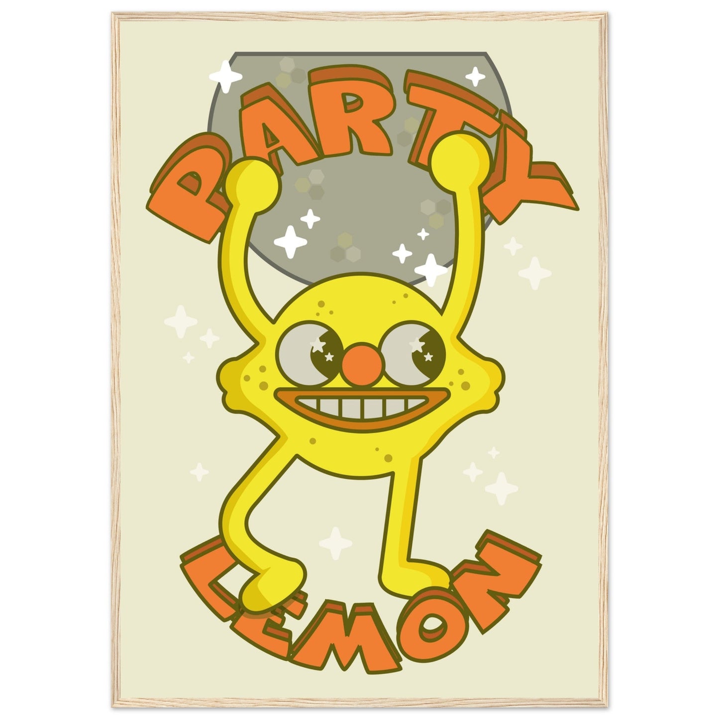 Fruity 'Party Lemon' - Premium Matte Paper Wooden Framed Poster