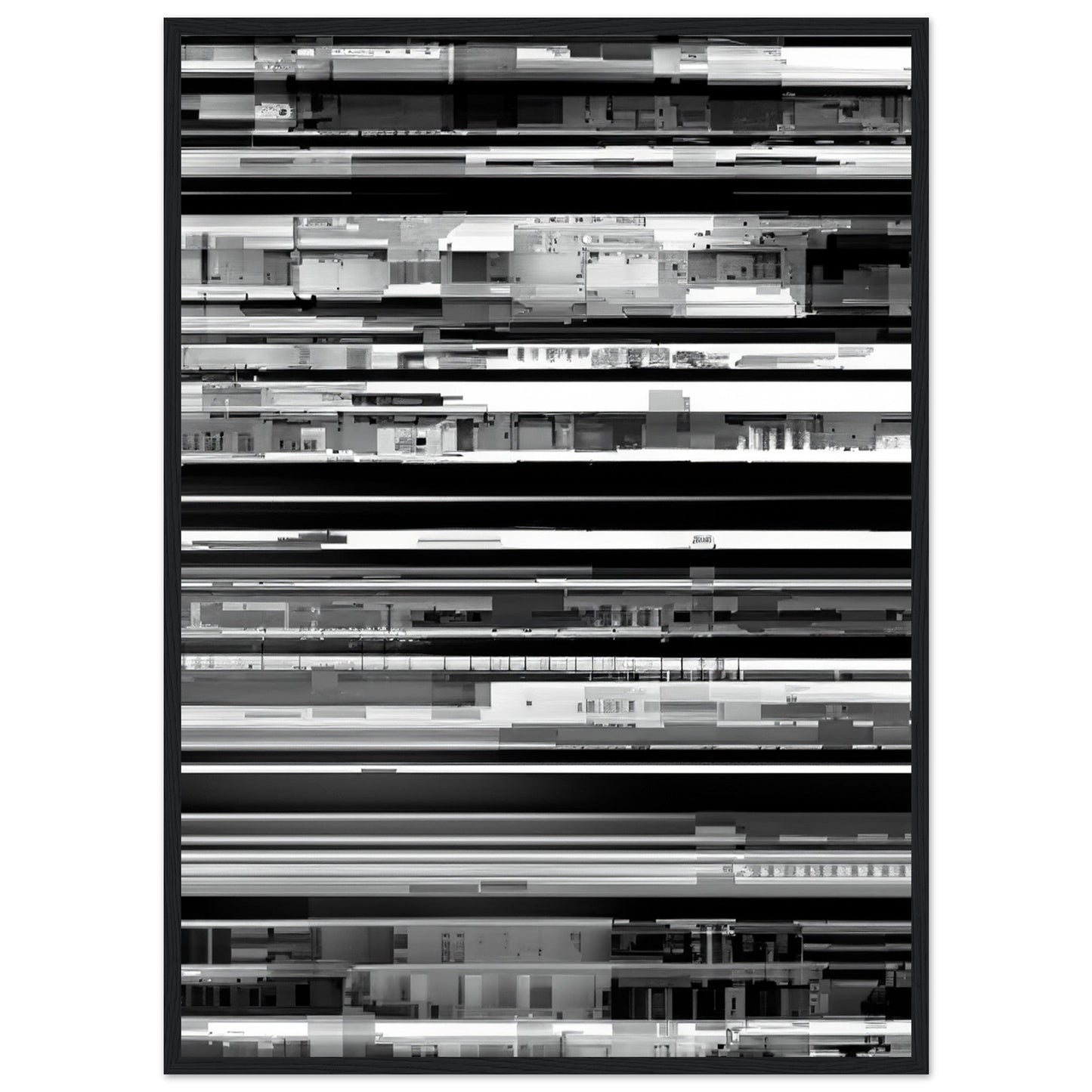 Glitch 'Black & White' - Premium Matte Paper Wooden Framed Poster