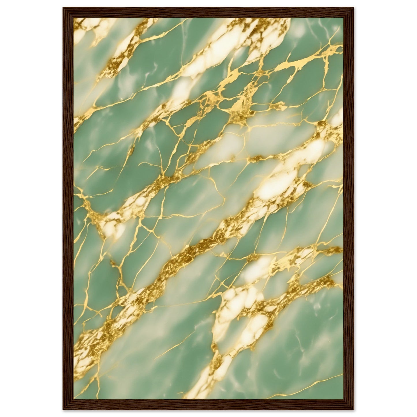 Marble 'Green & Gold' III - Premium Matte Paper Wooden Framed Poster