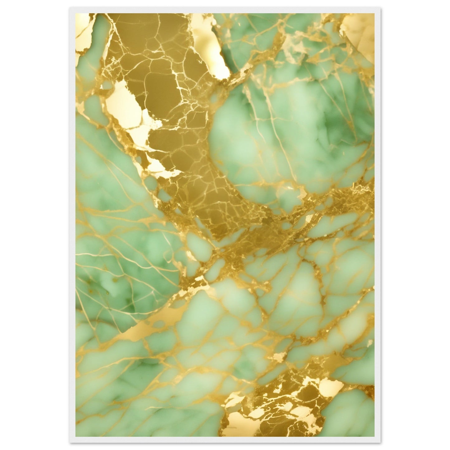 Marble 'Green & Gold' II - Premium Matte Paper Wooden Framed Poster