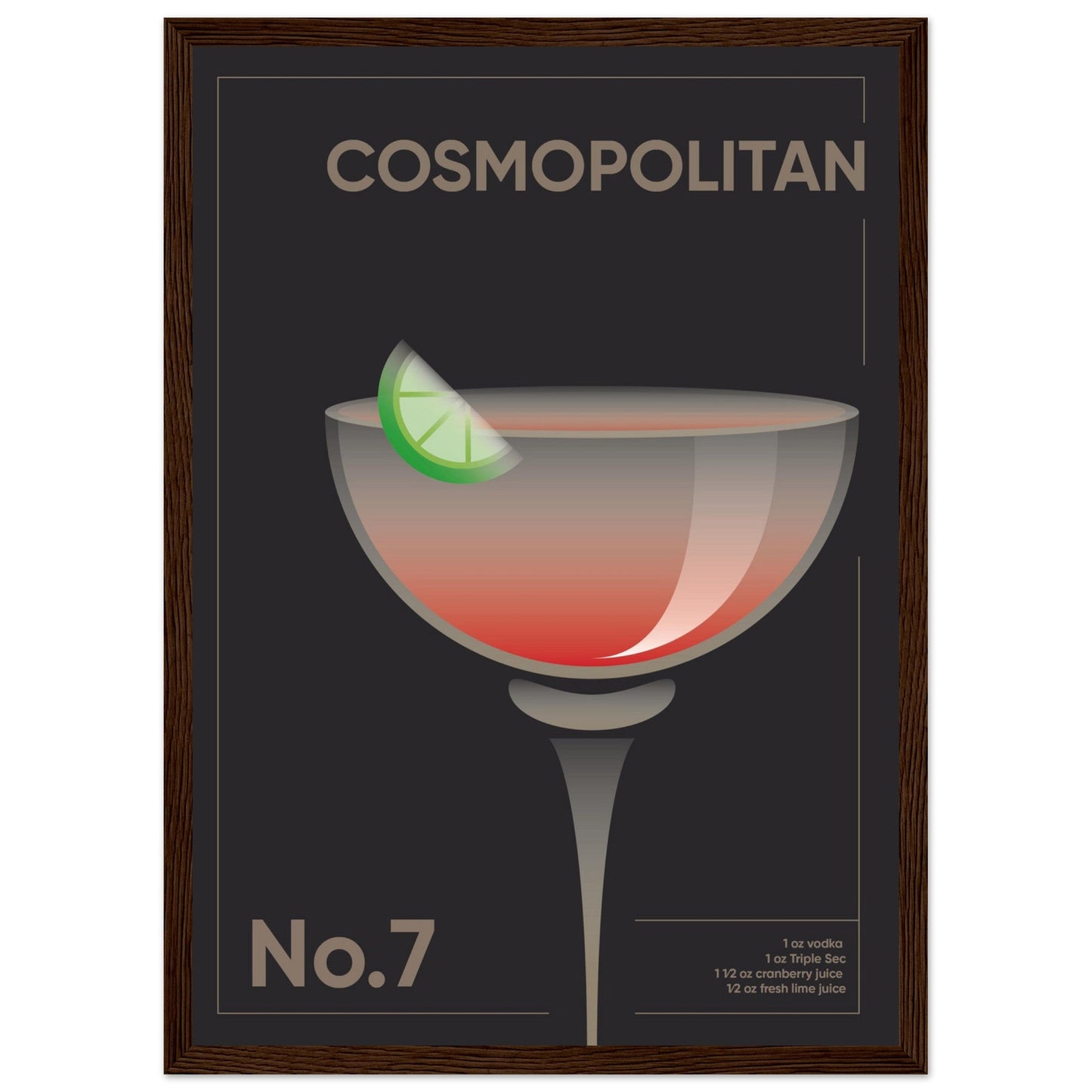Cocktail 'Cosmopolitan' - Premium Matte Paper Wooden Framed Poster
