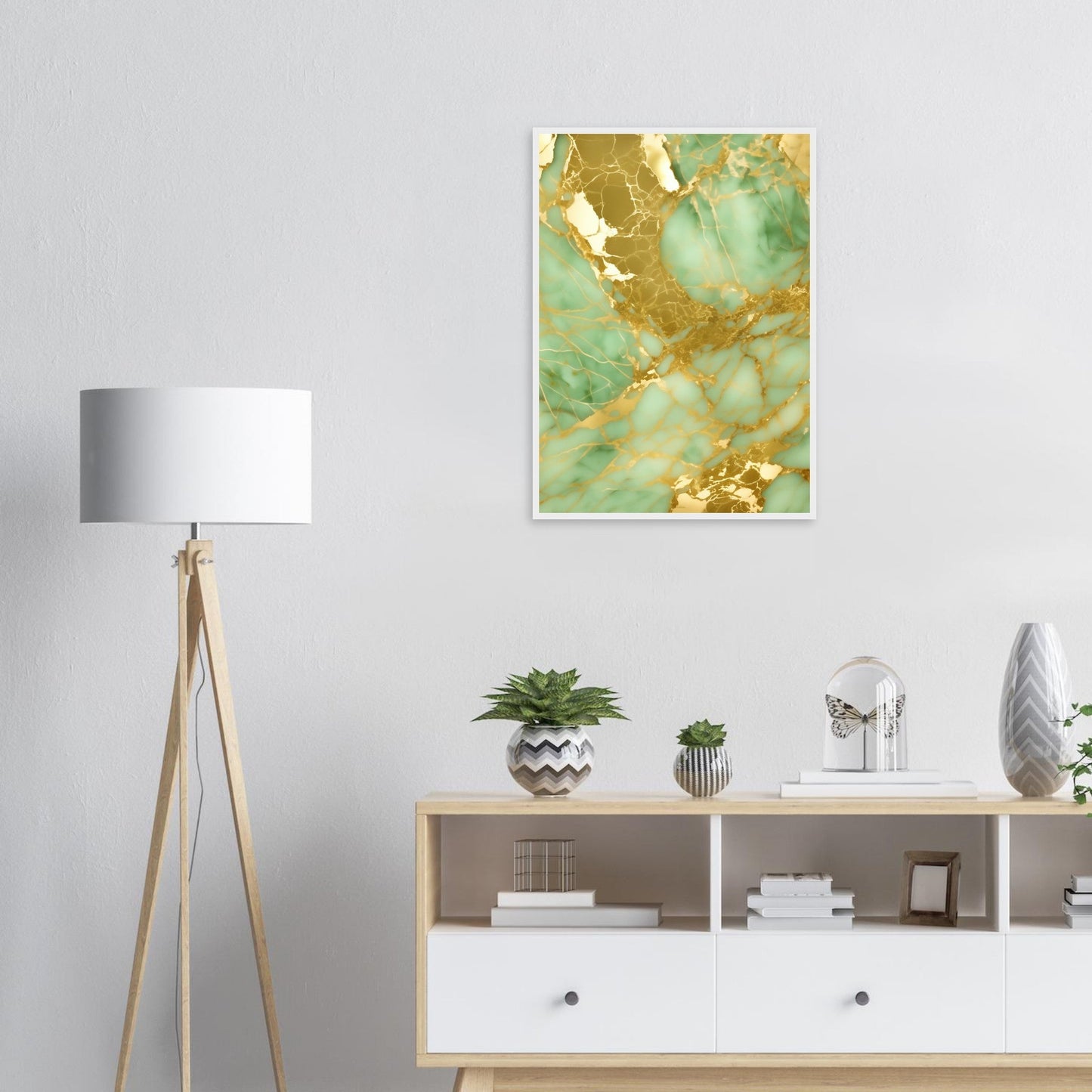 Marble 'Green & Gold' II - Premium Matte Paper Wooden Framed Poster