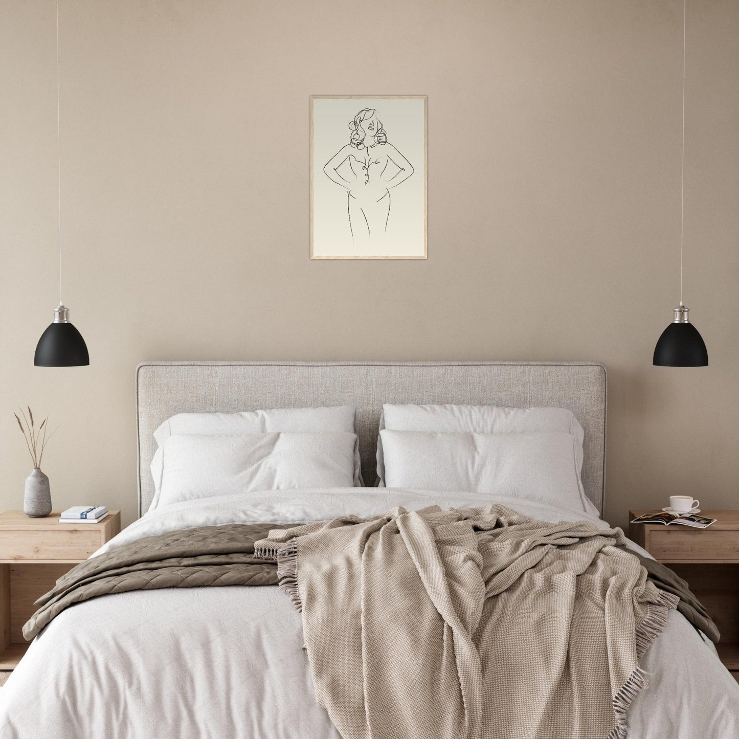 Line Art 'Sabrina' - Premium Matte Paper Wooden Framed Poster