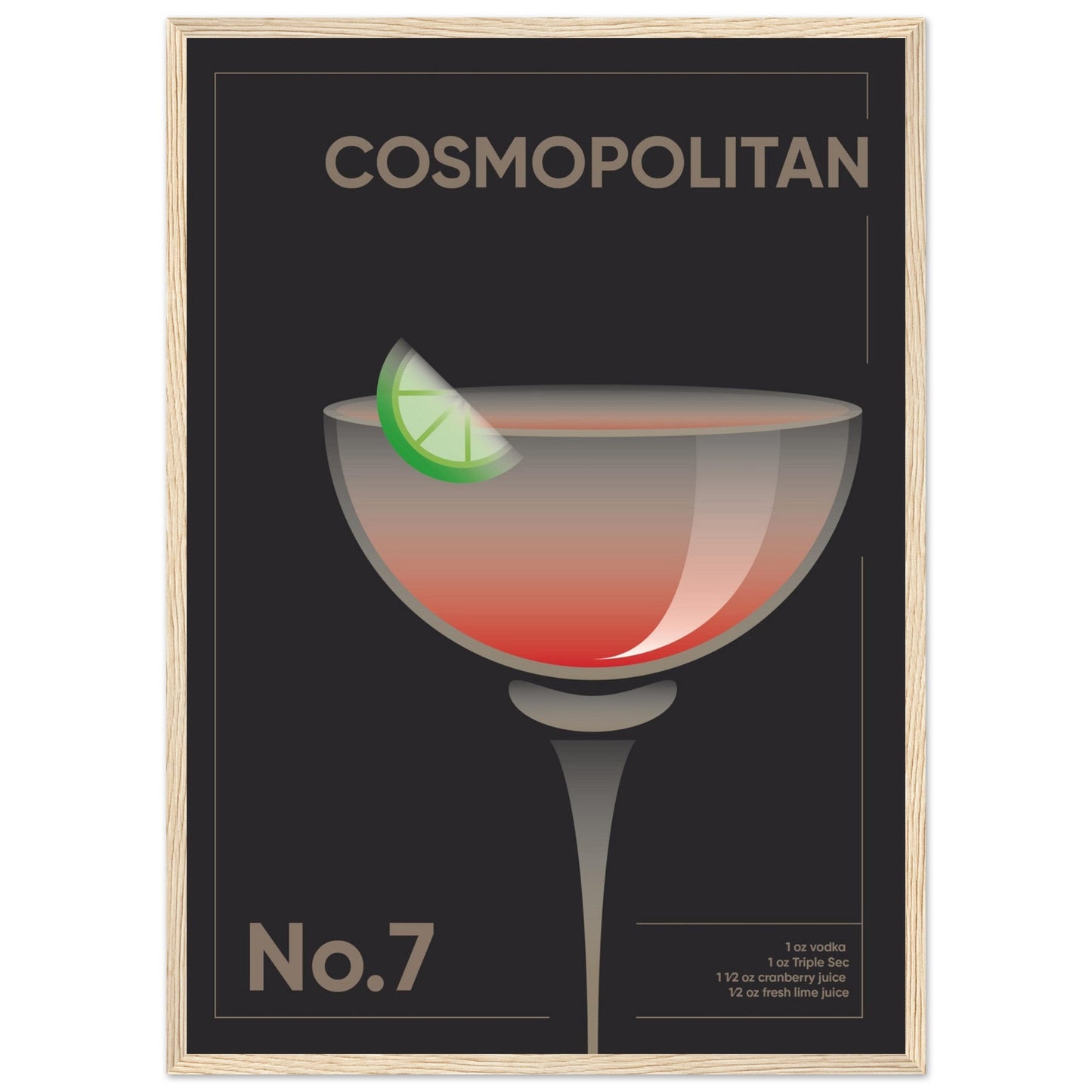 Cocktail 'Cosmopolitan' - Premium Matte Paper Wooden Framed Poster