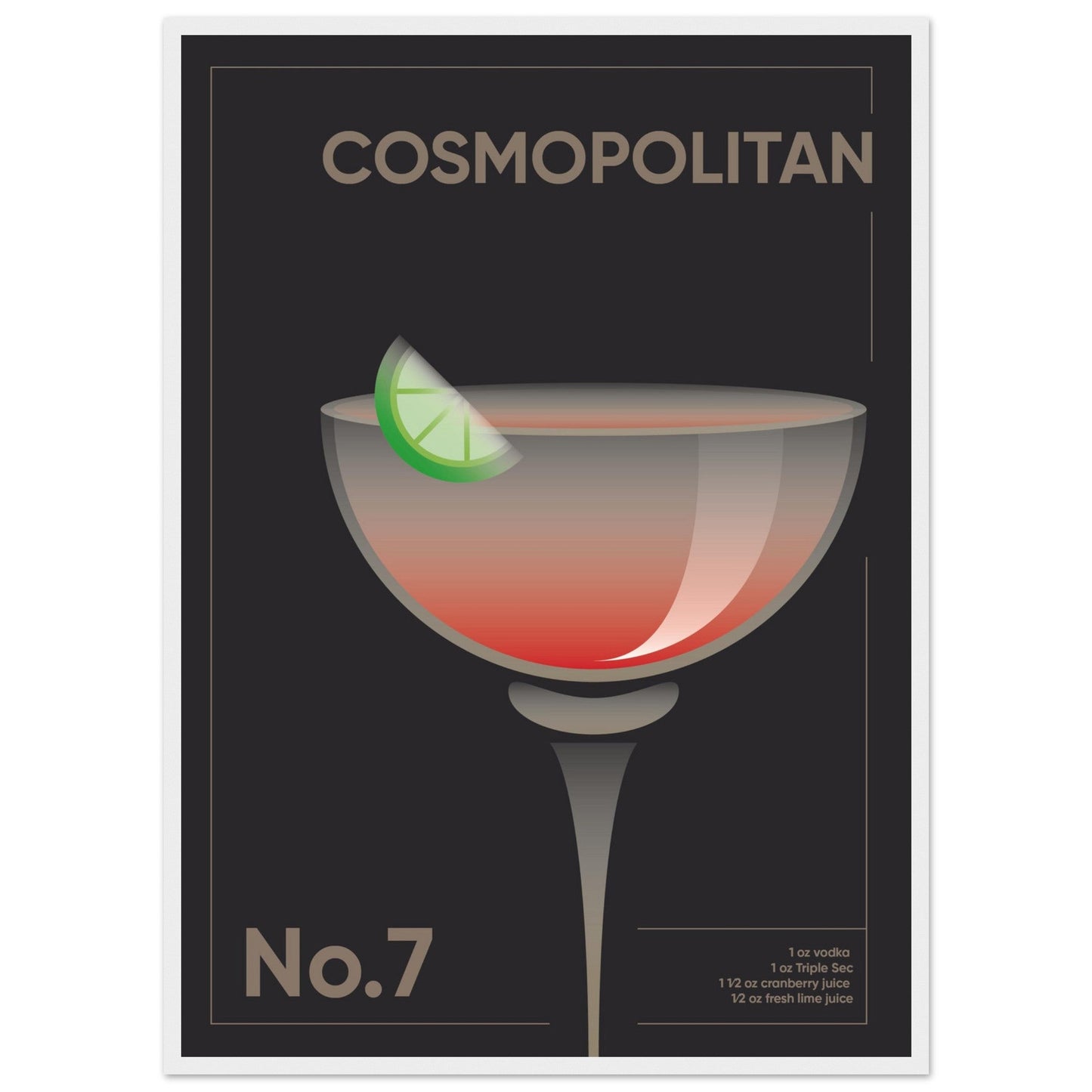 Cocktail 'Cosmopolitan' - Premium Matte Paper Wooden Framed Poster