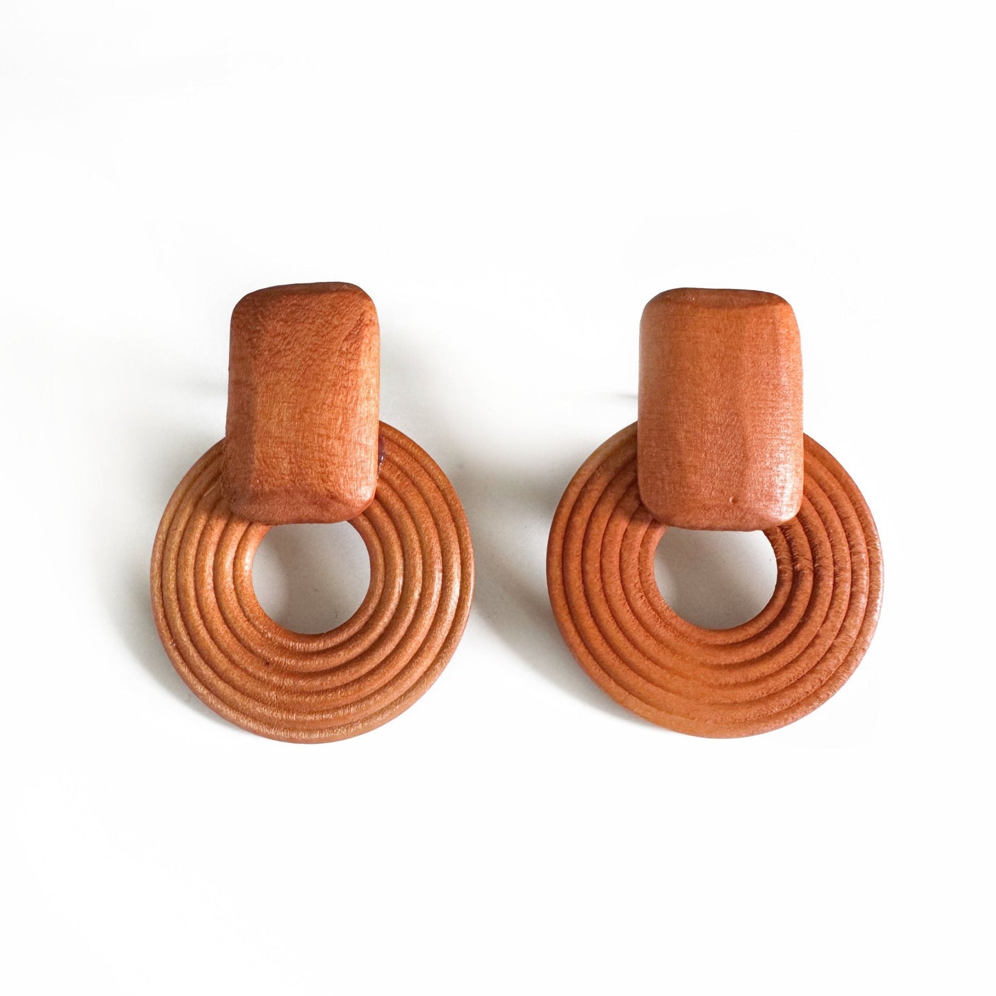 Pippa Tan Clip On Wooden Earrings