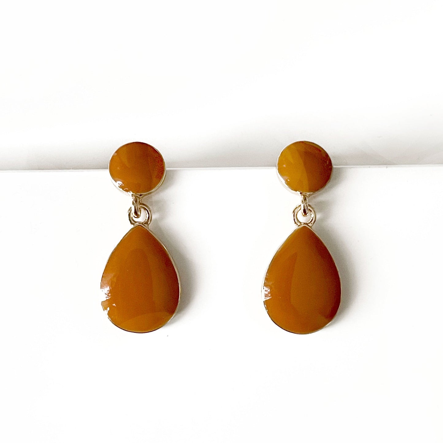 Terra Caramel Enamel Drop Earrings