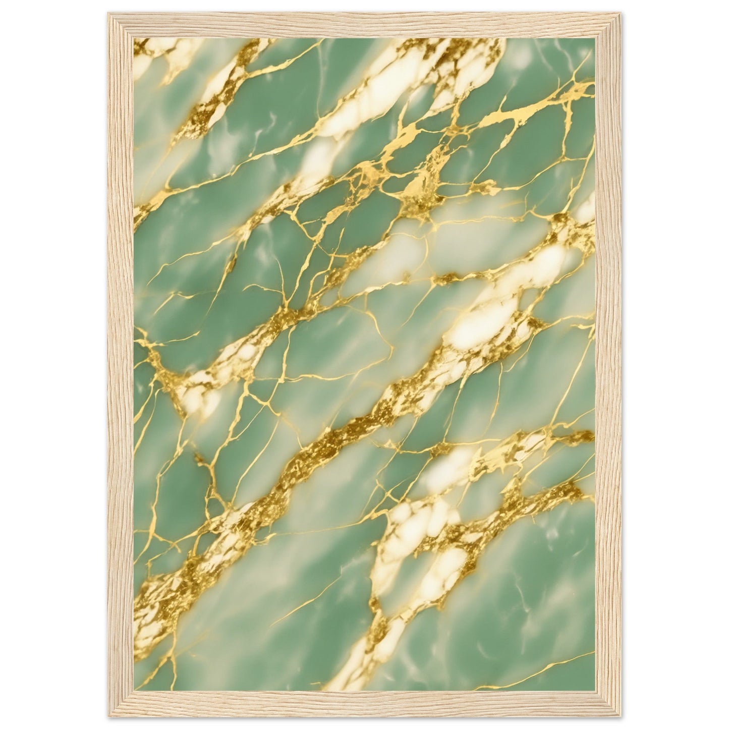 Marble 'Green & Gold' III - Premium Matte Paper Wooden Framed Poster