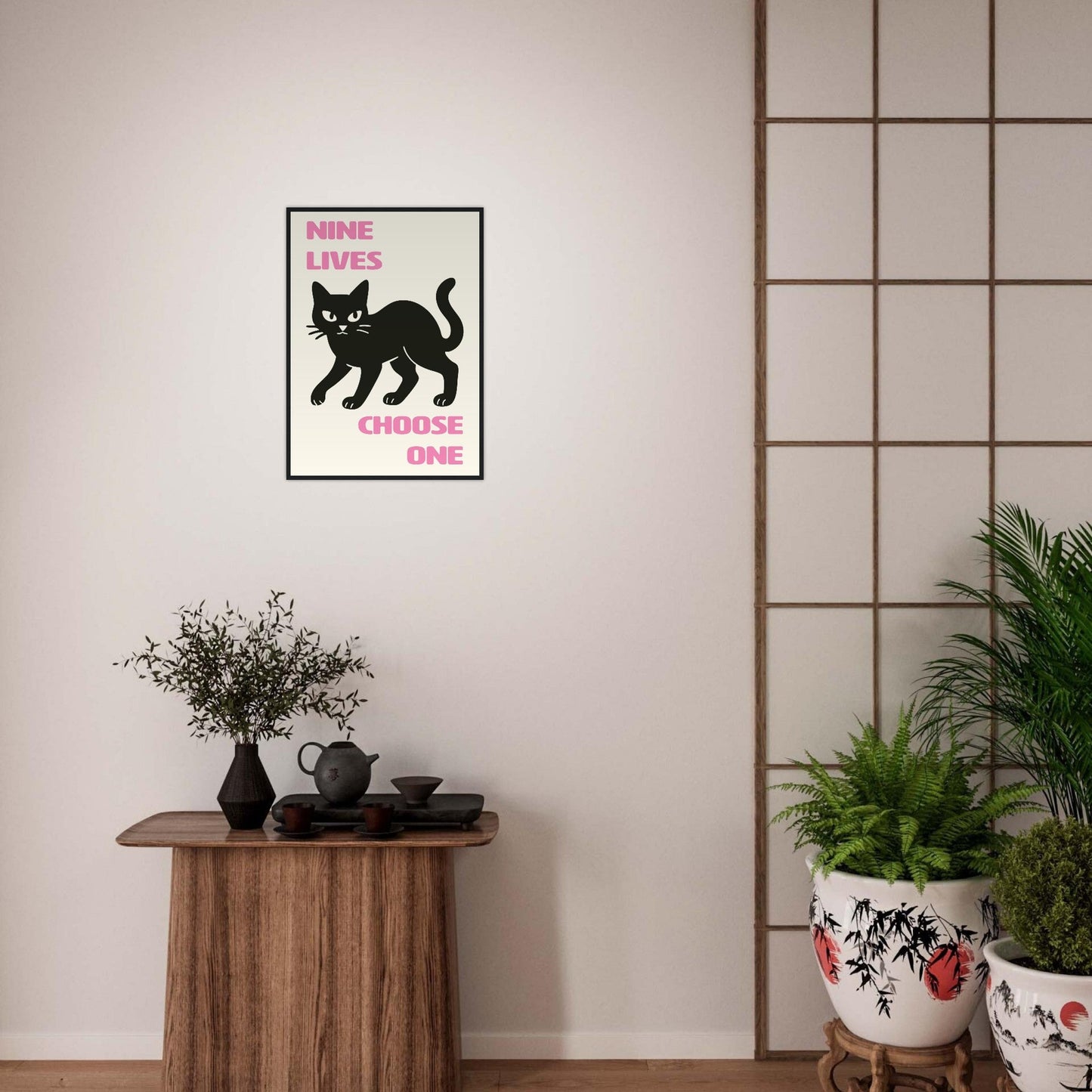 Animals 'Nine Lives' - Premium Matte Paper Wooden Framed Poster