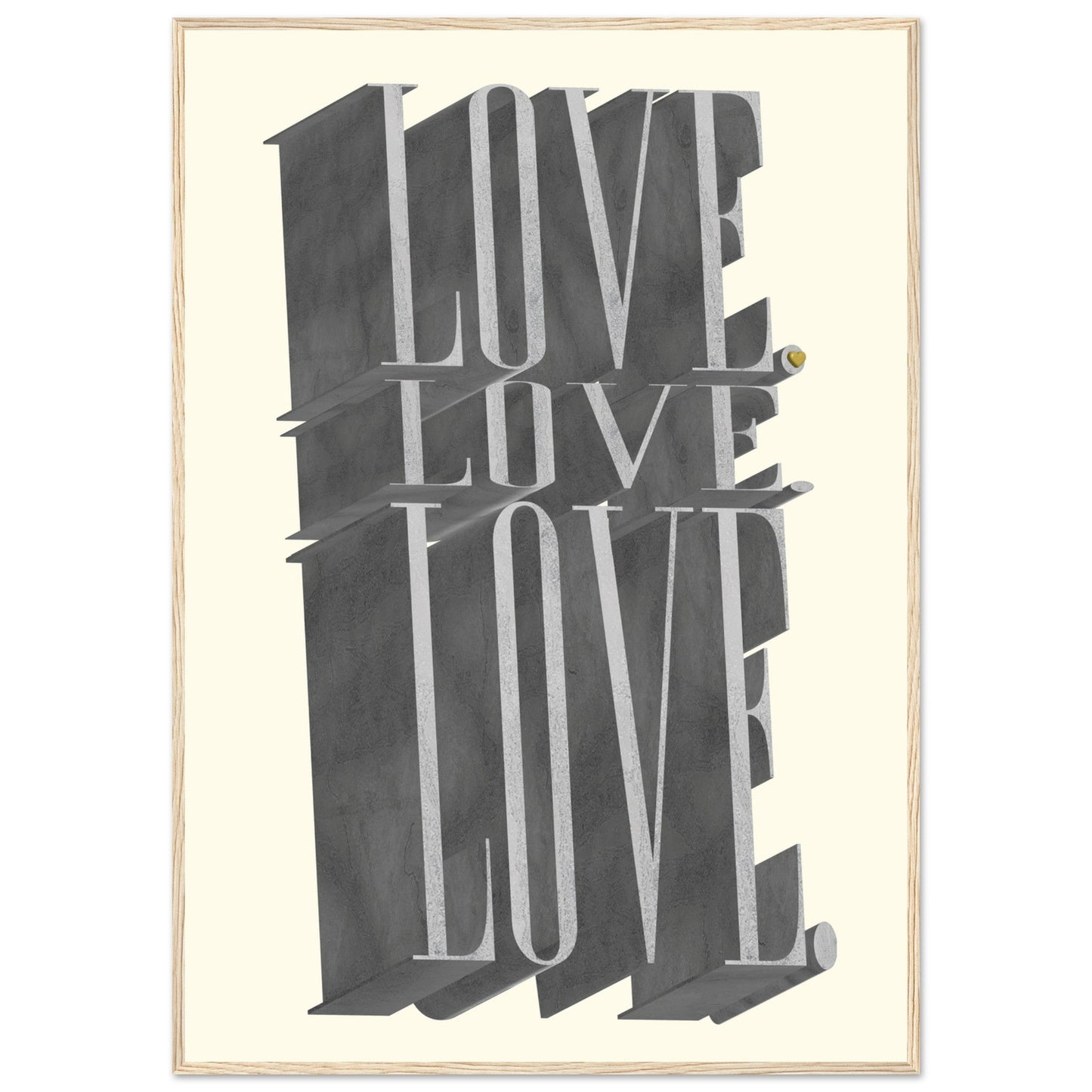 Sign 'Love, Love, Love' - Premium Matte Paper Wooden Framed Poster