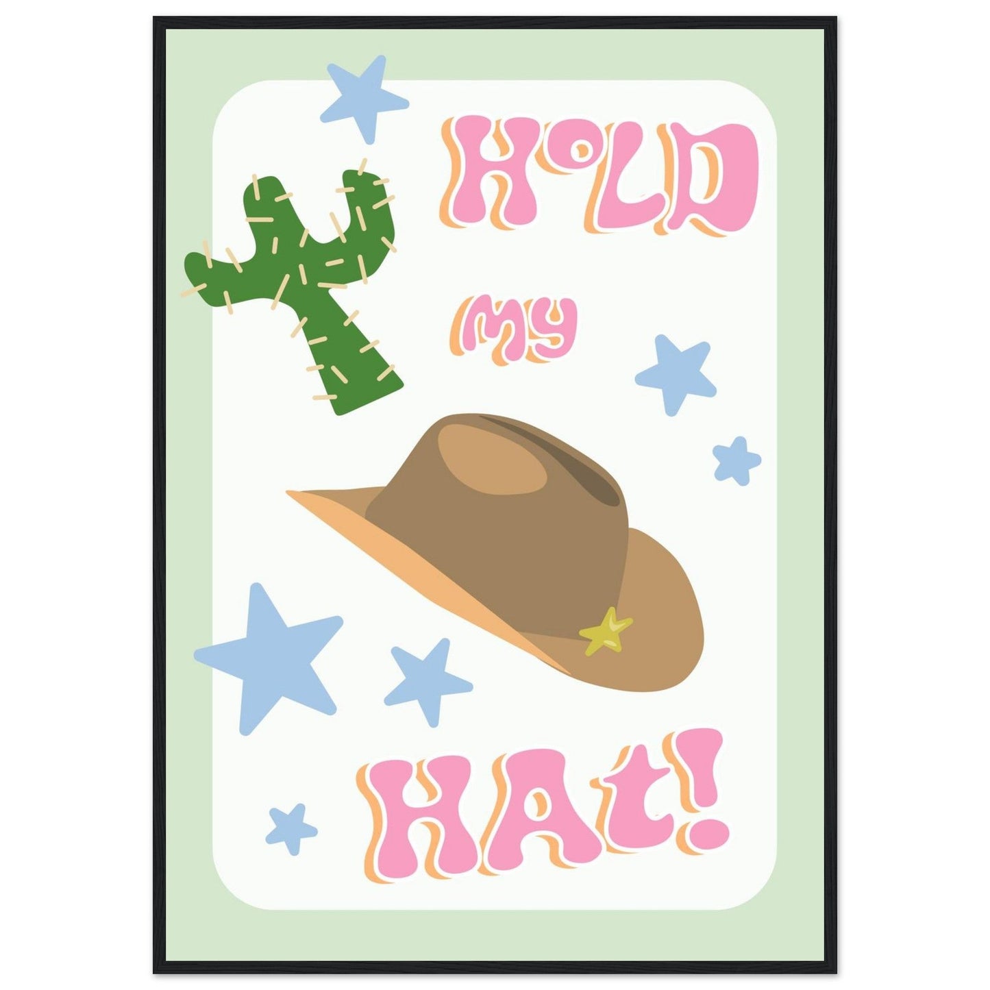 Groovy 'Hold My Hat' - Premium Matte Paper Wooden Framed Poster