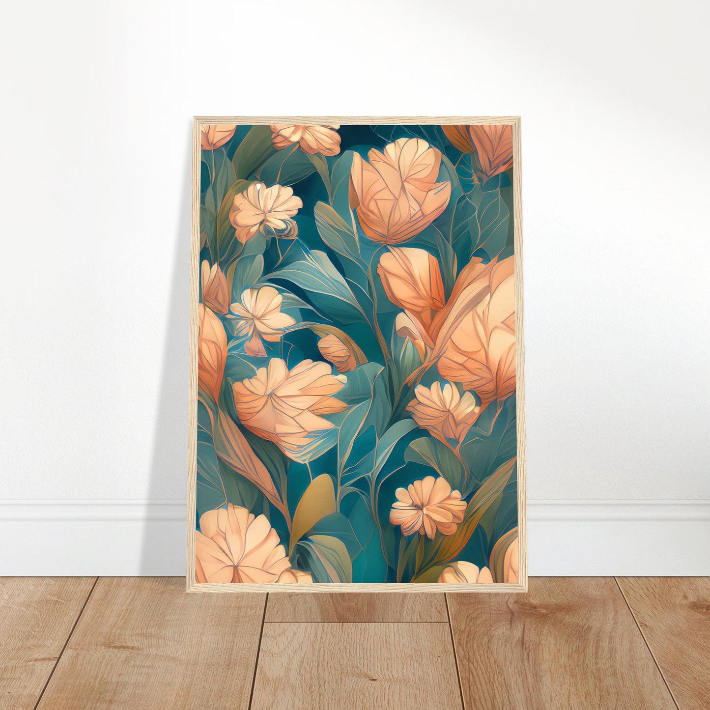 Flowers 'Abstract Garden' - Premium Matte Paper Wooden Framed Poster