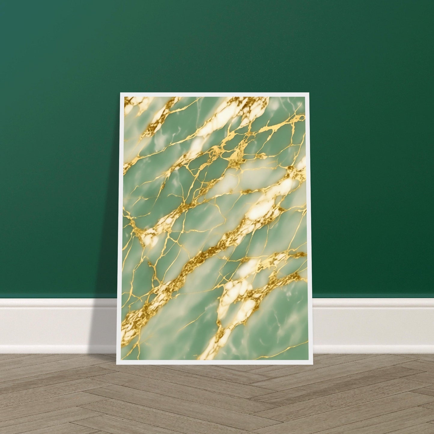 Marble 'Green & Gold' III - Premium Matte Paper Wooden Framed Poster