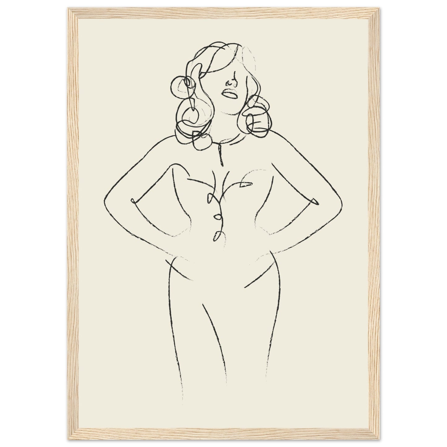 Line Art 'Sabrina' - Premium Matte Paper Wooden Framed Poster