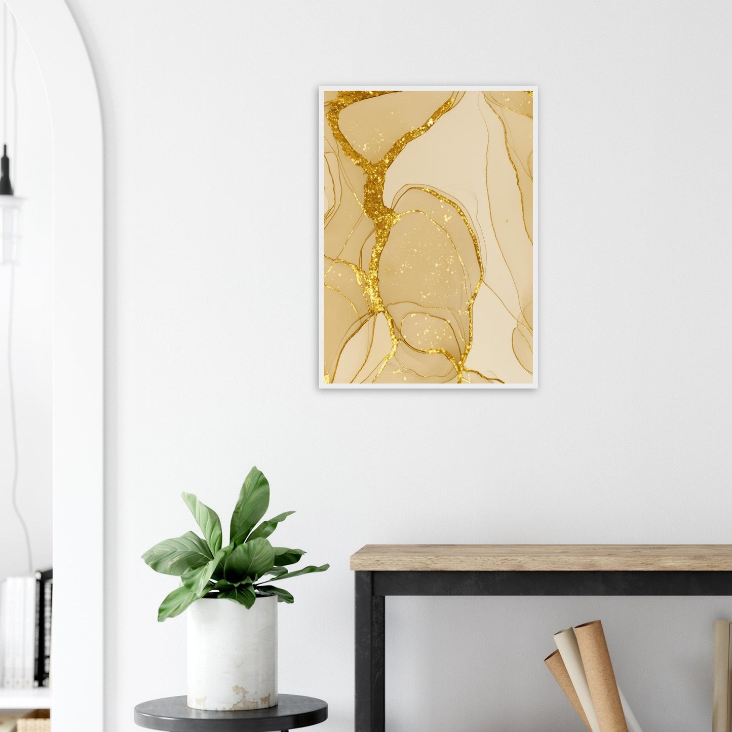 Marble 'Gold' - Premium Matte Paper Wooden Framed Poster