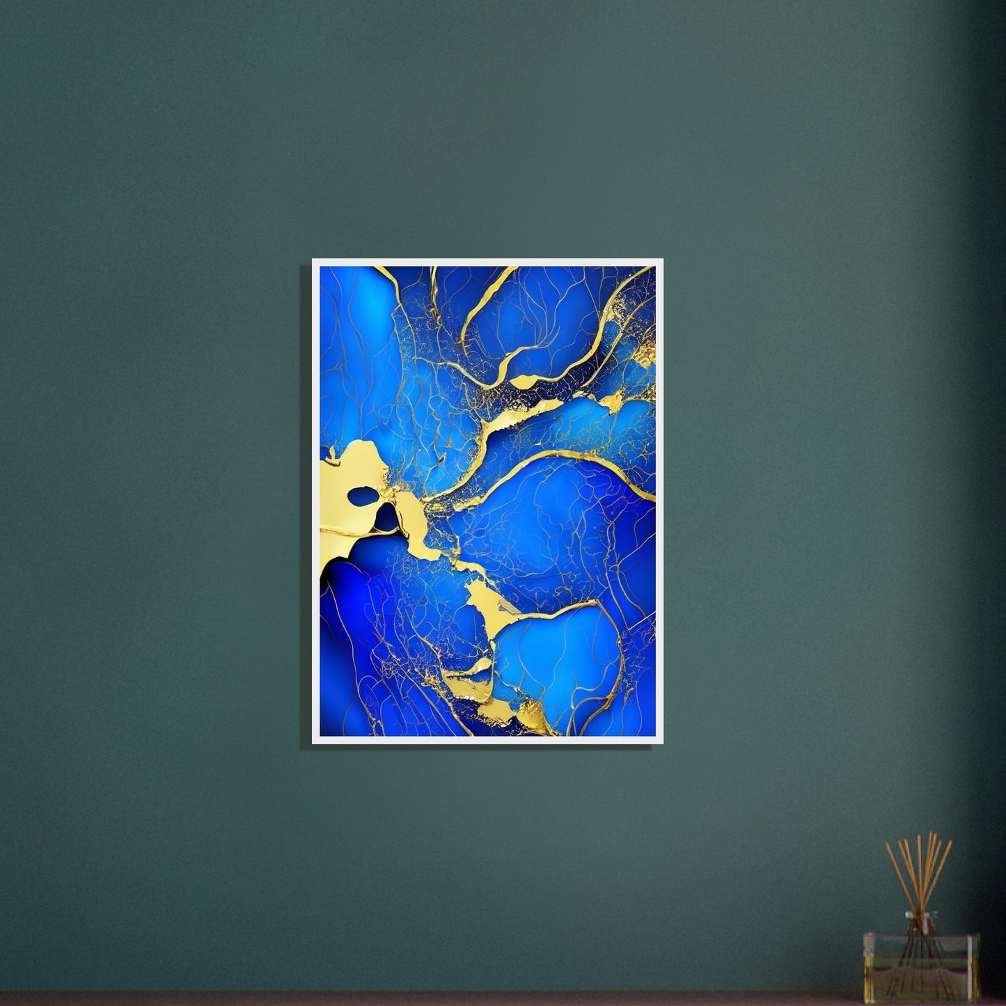 Marble 'Blue & Gold' II - Premium Matte Paper Wooden Framed Poster