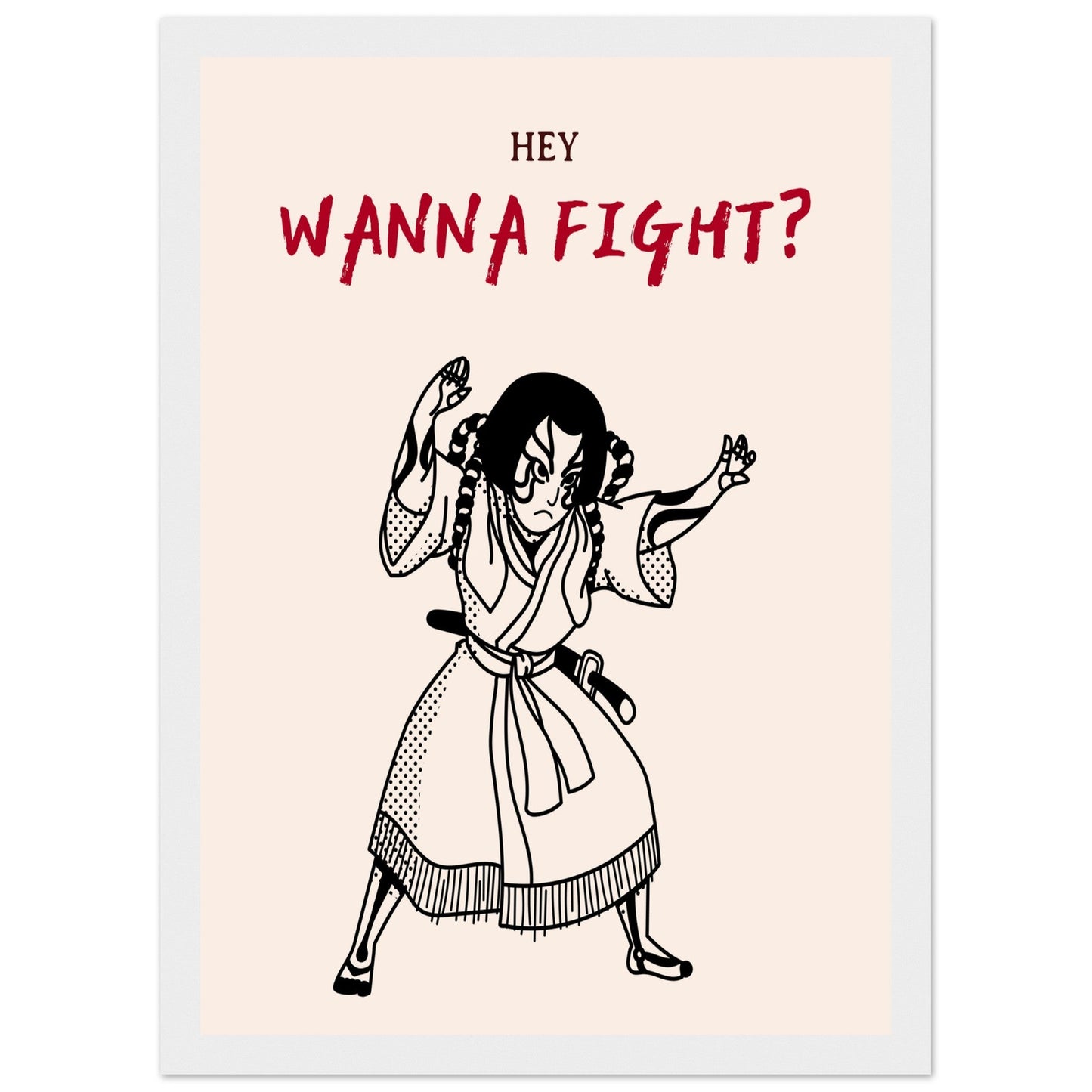 Graphic 'Wanna Fight?' - Premium Matte Paper Wooden Framed Poster