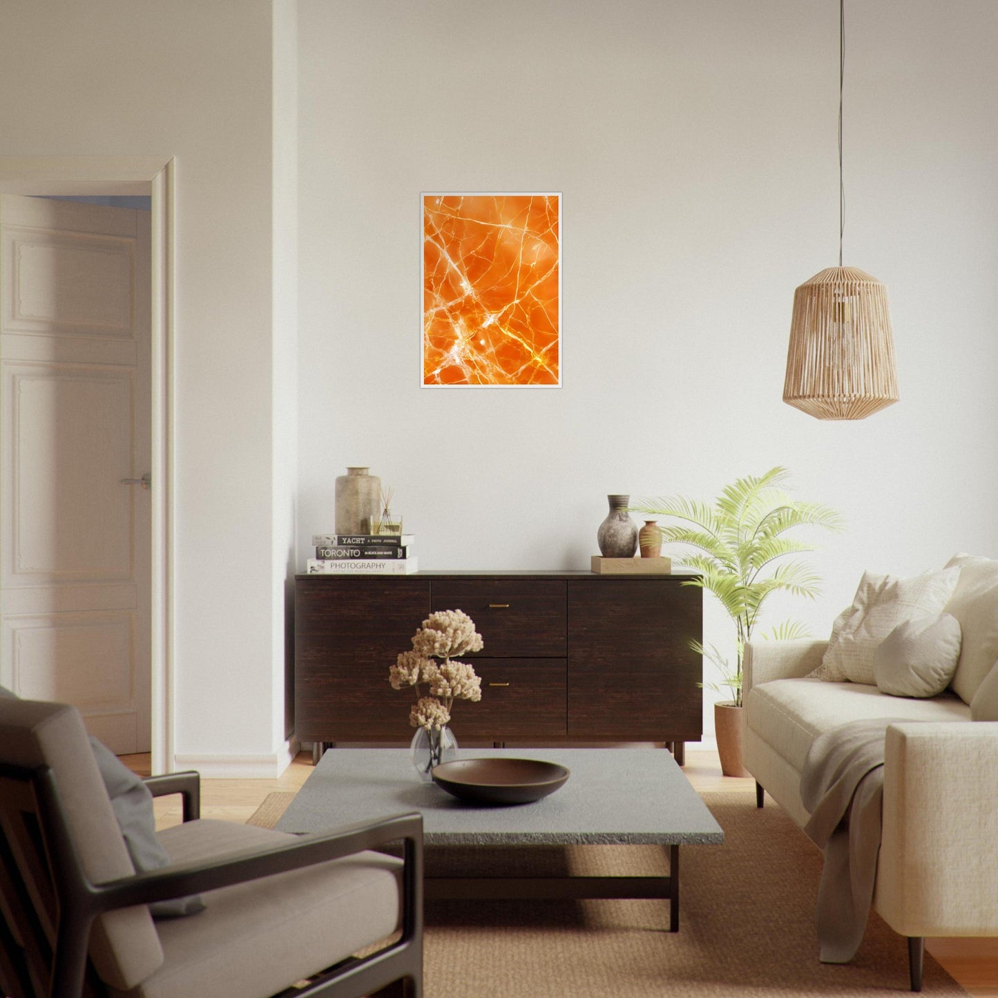 Marble 'Orange' II - Premium Matte Paper Wooden Framed Poster