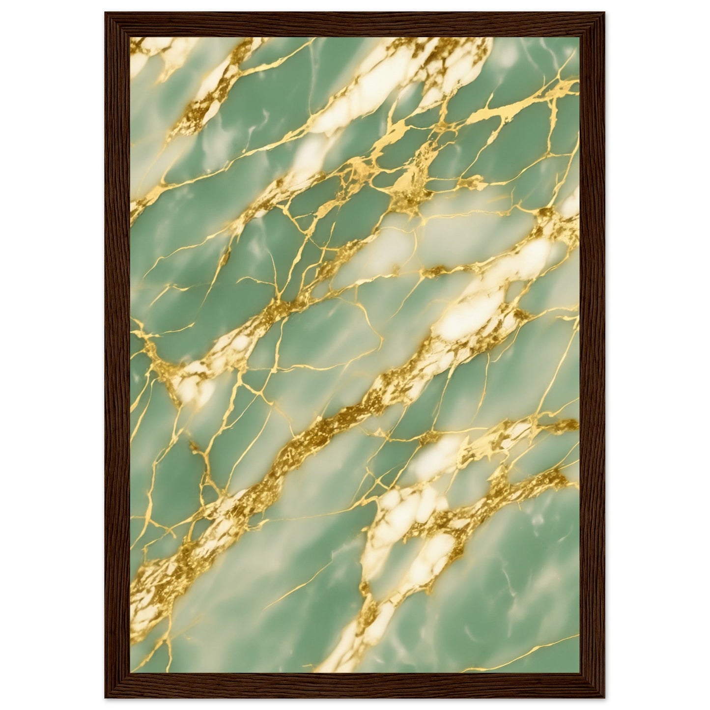 Marble 'Green & Gold' III - Premium Matte Paper Wooden Framed Poster