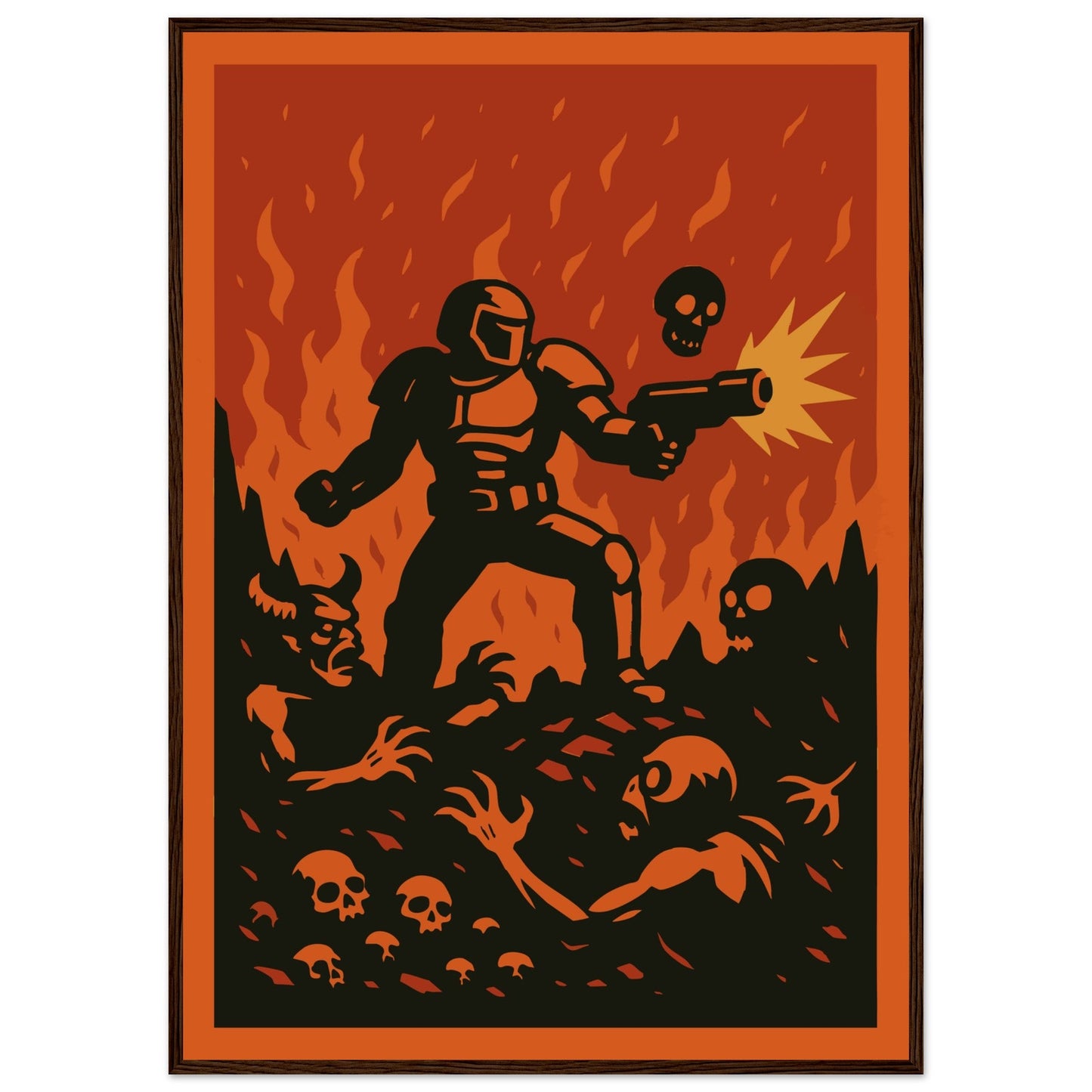 Gaming 'Slayer' - Premium Matte Paper Wooden Framed Poster