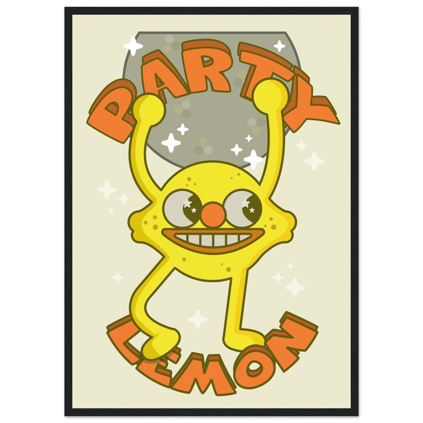 Fruity 'Party Lemon' - Premium Matte Paper Wooden Framed Poster