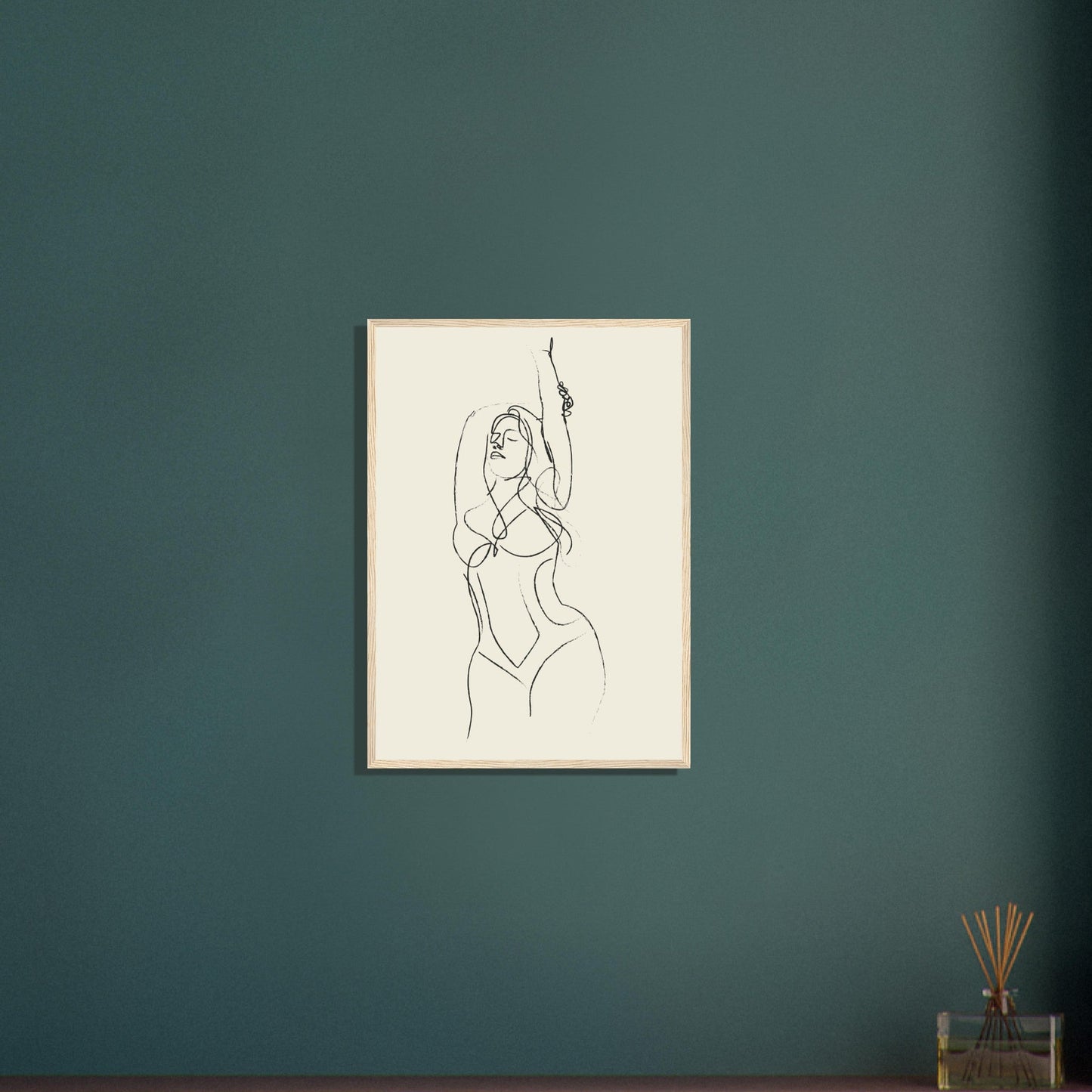Line Art 'Beach Ready' - Premium Matte Paper Wooden Framed Poster